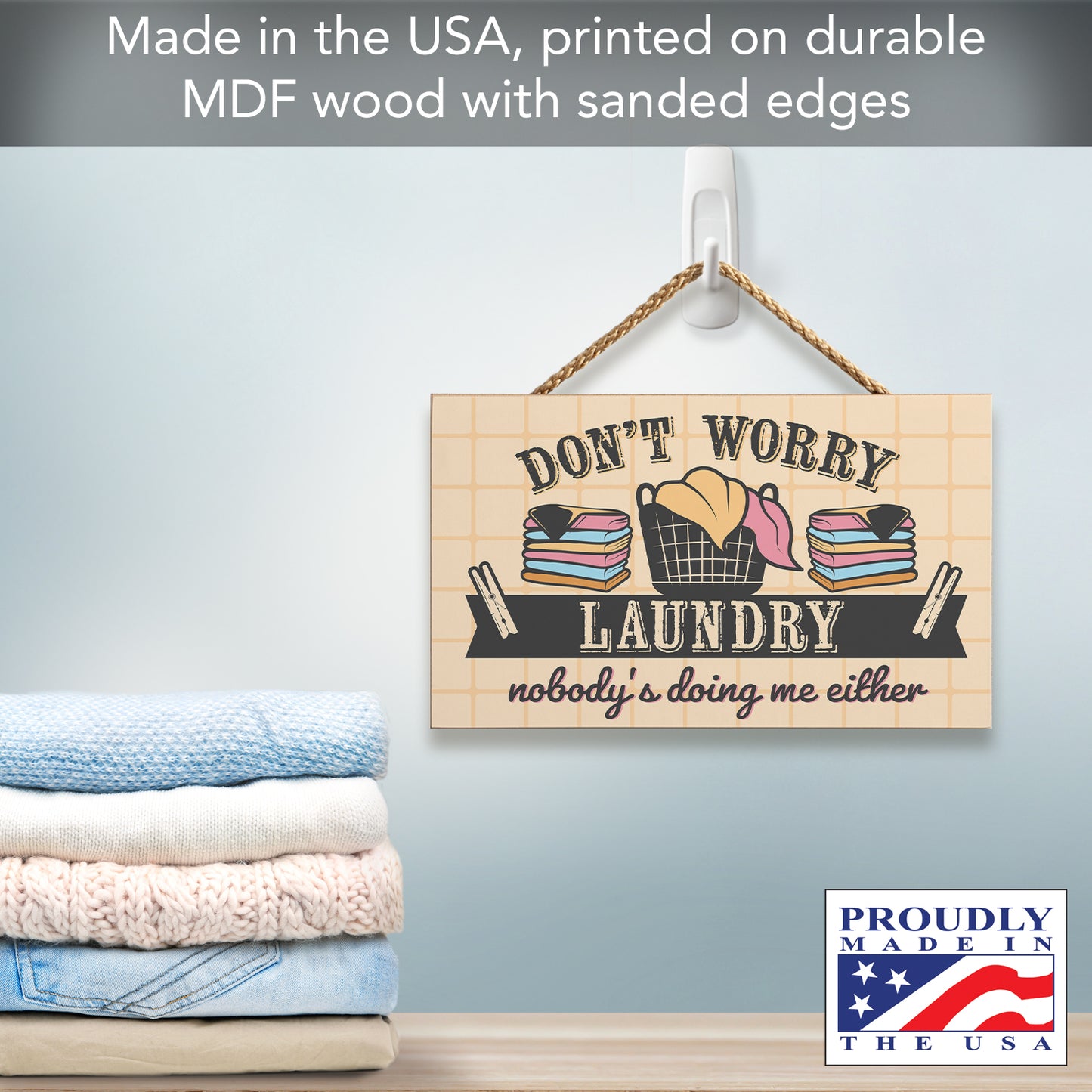 CounterArt Doing Me Decorative Hanging Wood Wall Sign 9.5” by 5.75” Made in the USA Features Braided Rope Hanger