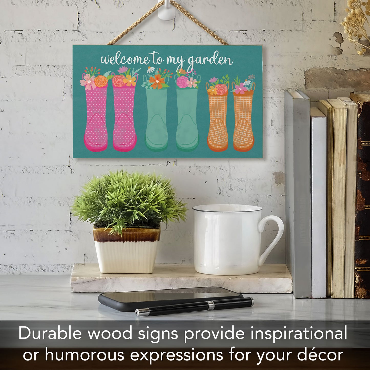 Welcome to My Garden Decorative Hanging Wood Sign 9.5” by 5.75” Made in the USA