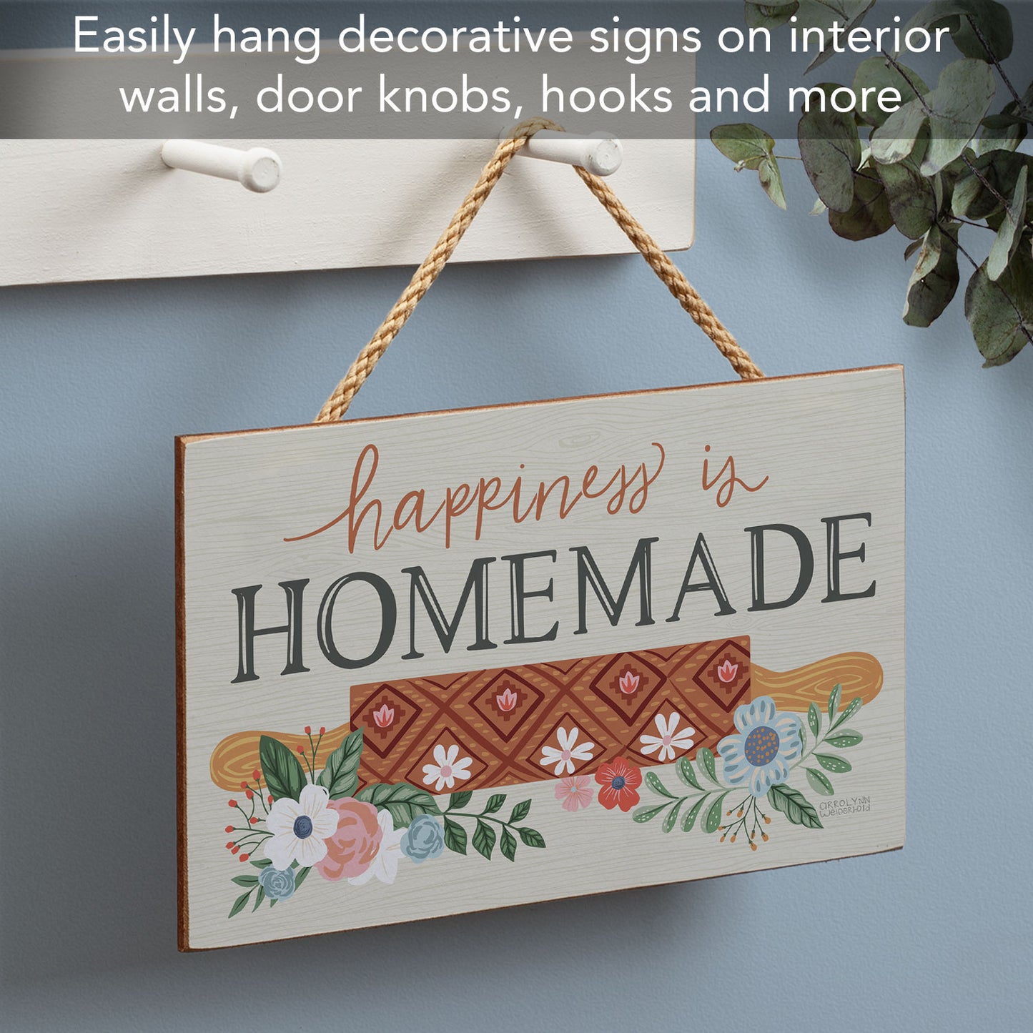 Happiness is Homemade Decorative Hanging Wood Sign 9.5” by 5.75” Made in the USA