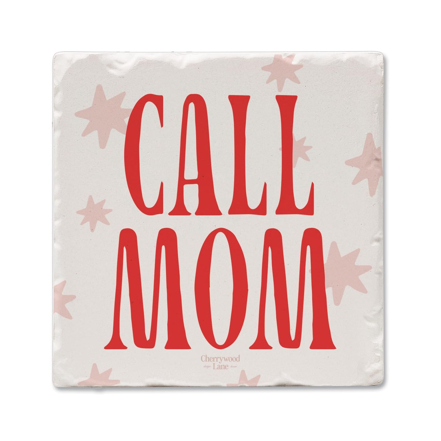 Thirstystone Call Mom Single Tumbled Tile Stone Coaster with Protective Cork Backing Manufactured in The USA 4" Square, Colorful, Artistiic, Easily Wipes Clean