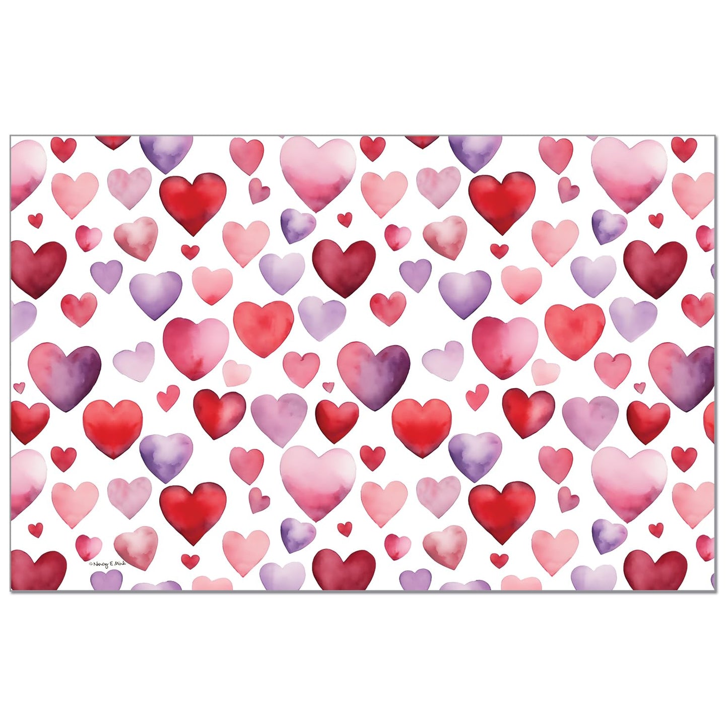 CounterArt Watercolor Hearts 24 Premium Paper Placemats in Resealable Storage Bag Made in The USA