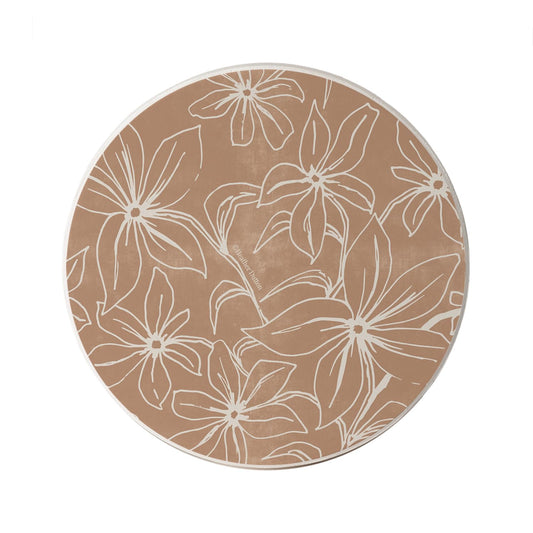 Thirstystone Mocha Lily Round Absorbent Stone Coaster with Protective Cork Backing Manufactured in The USA 4" Diameter