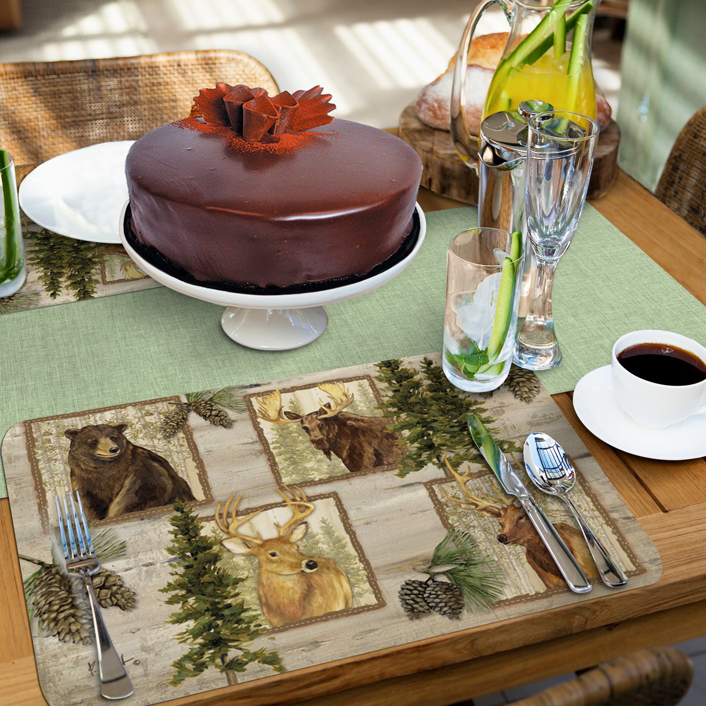 CounterArt Forest Trails 4 Pack Reversible Easy Care Flexible Placemats Made in the USA
