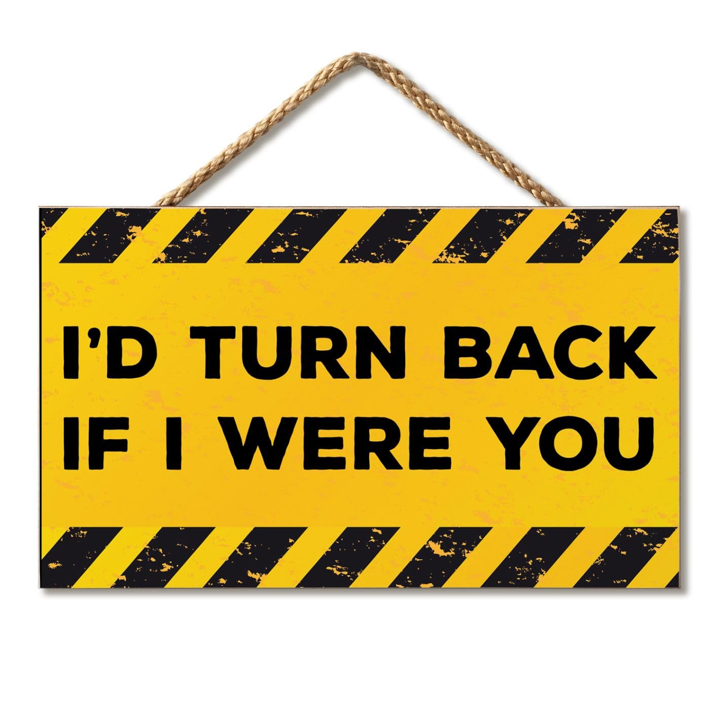 CounterArt I'd Turn Back Decorative Hanging Wood Wall Sign 9.5” by 5.75” Made in the USA Features Braided Rope Hanger