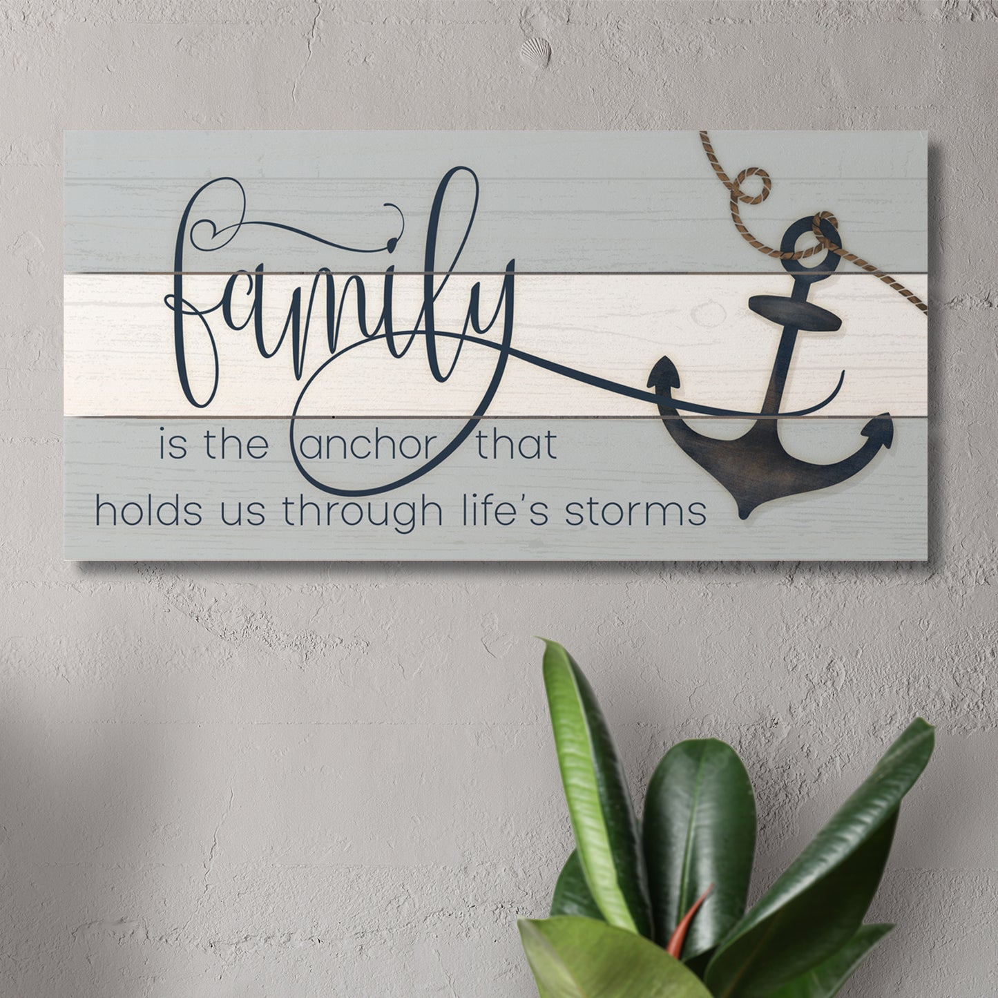 Family is the Anchor Decorative Pallet Wood Sign 12" x 6" Made in the USA Wire Hanger Doubles as an Easel