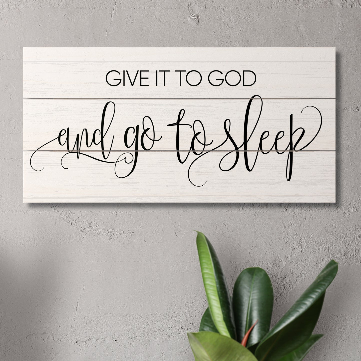 Give it to God Decorative Pallet Wood Sign 12" x 6" Made in the USA Wire Hanger Doubles as an Easel