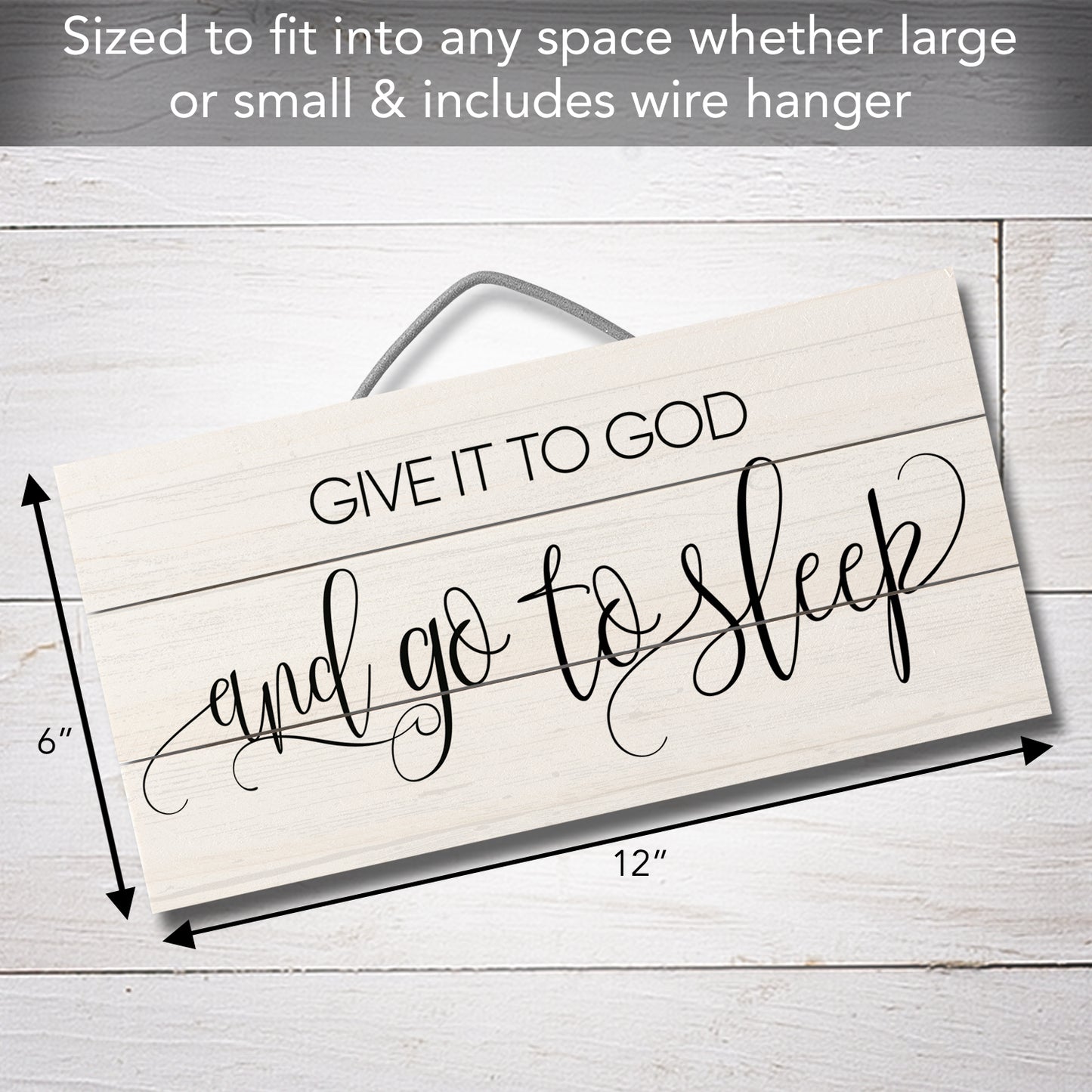 Give it to God Decorative Pallet Wood Sign 12" x 6" Made in the USA Wire Hanger Doubles as an Easel