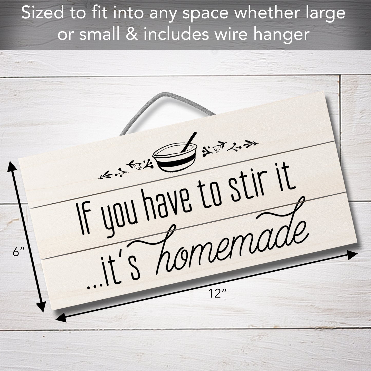 Homemade Decorative Pallet Wood Sign 12" x 6" Made in the USA Wire Hanger Doubles as an Easel