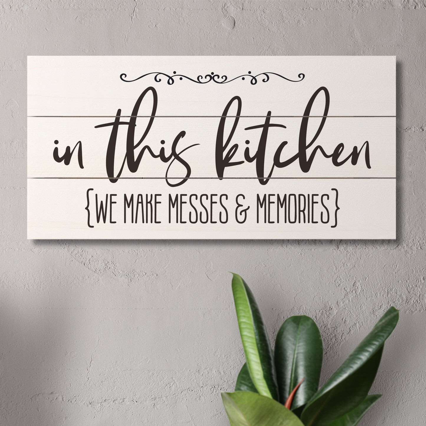 Messes & Memories Decorative Pallet Wood Kitchen Sign 12" x 6" Made in the USA Wire Hanger Doubles as an Easel