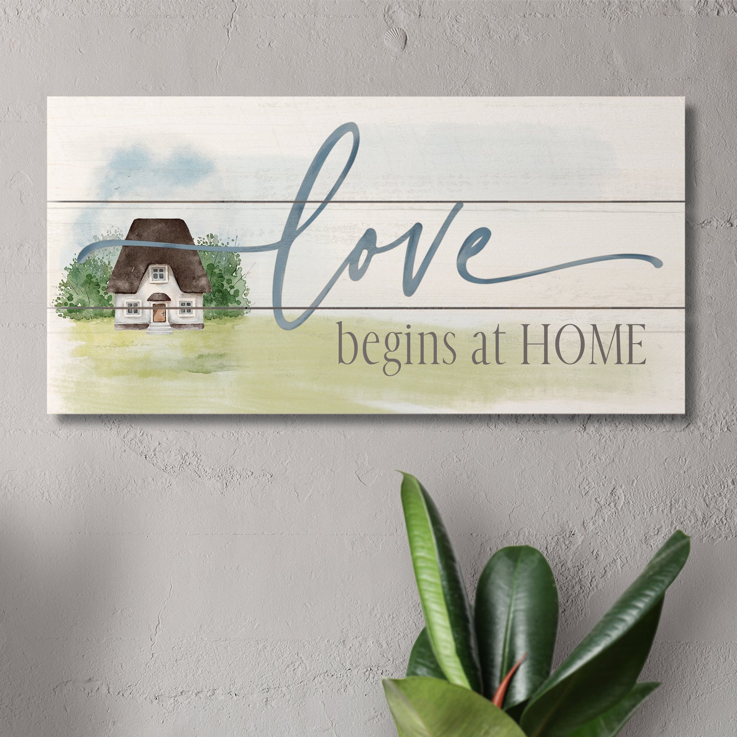 CounterArt Love Begins at Home Decorative Slatted Pallet Wood Sign 12" by 6" Made in the USA
