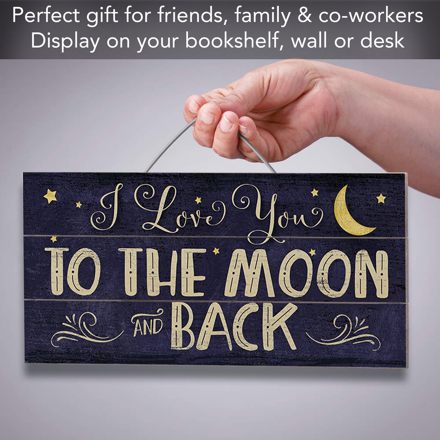 CounterArt I Love You To The Moon Decorative Slatted Pallet Wood Sign 12" by 6" Made in the USA