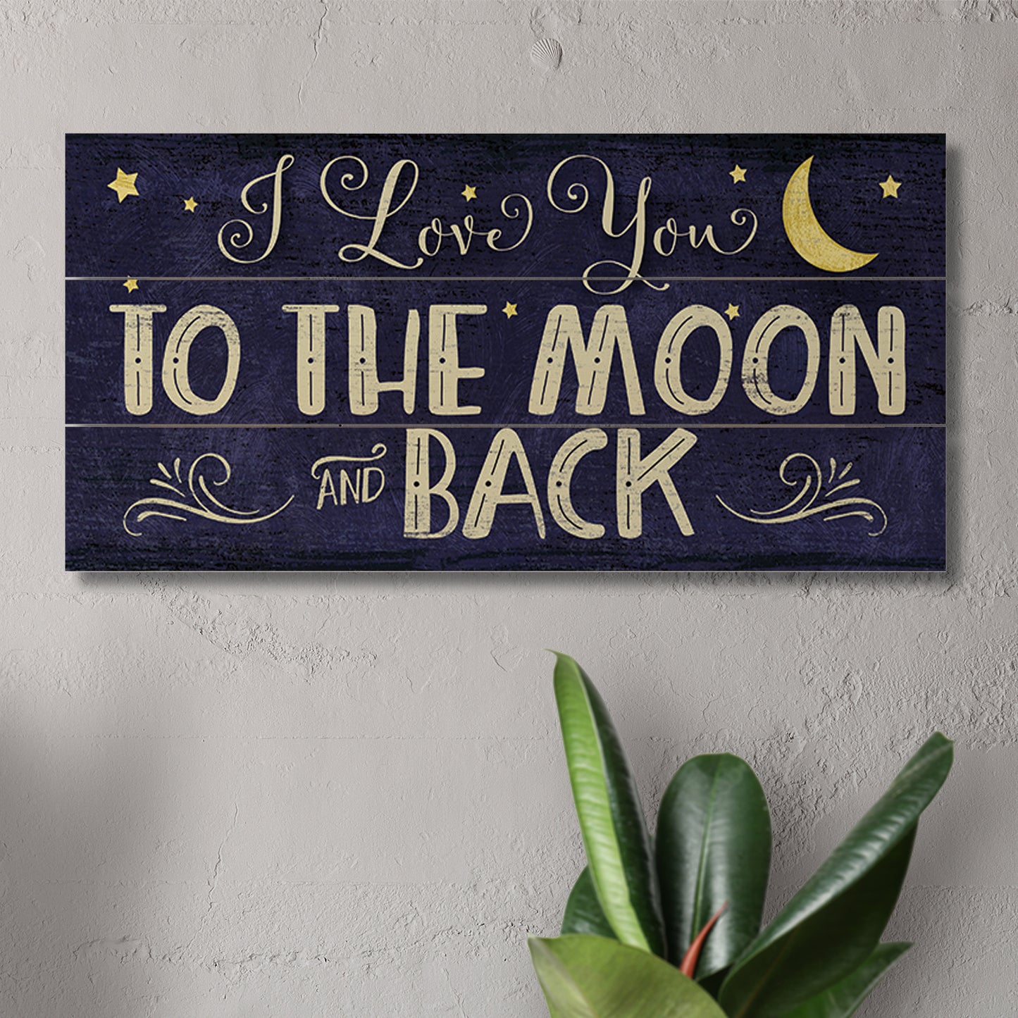 CounterArt I Love You To The Moon Decorative Slatted Pallet Wood Sign 12" by 6" Made in the USA