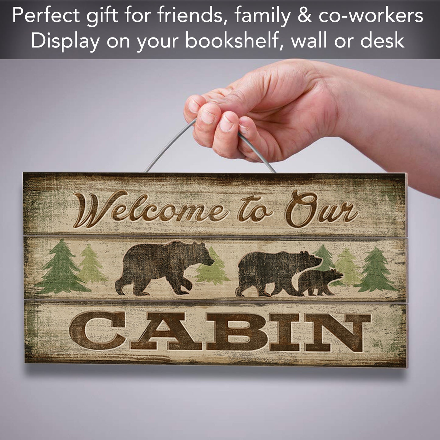 CounterArt Welcome To Our Cabin Decorative Slatted Pallet Wood Sign 12" by 6" Made in the USA