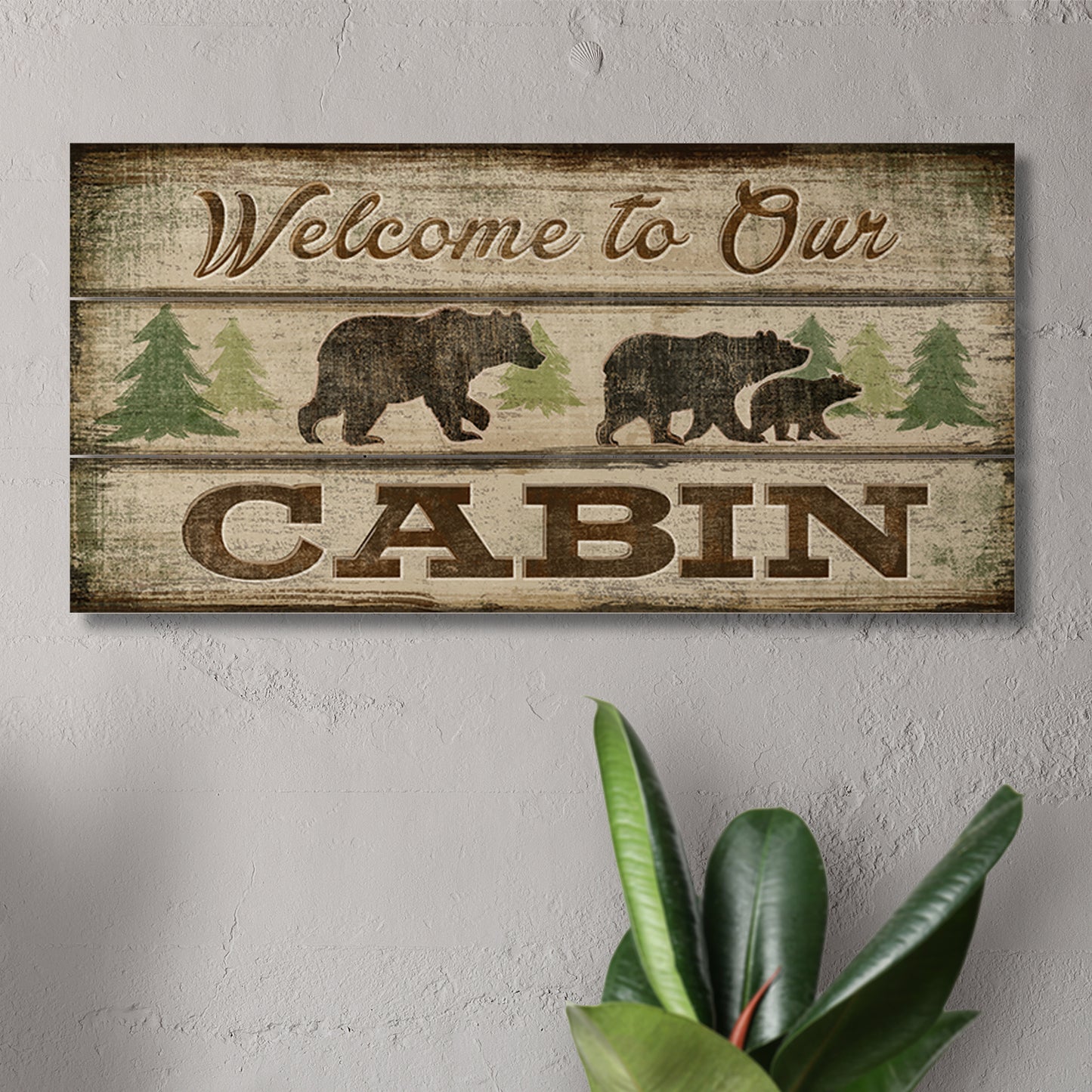 CounterArt Welcome To Our Cabin Decorative Slatted Pallet Wood Sign 12" by 6" Made in the USA