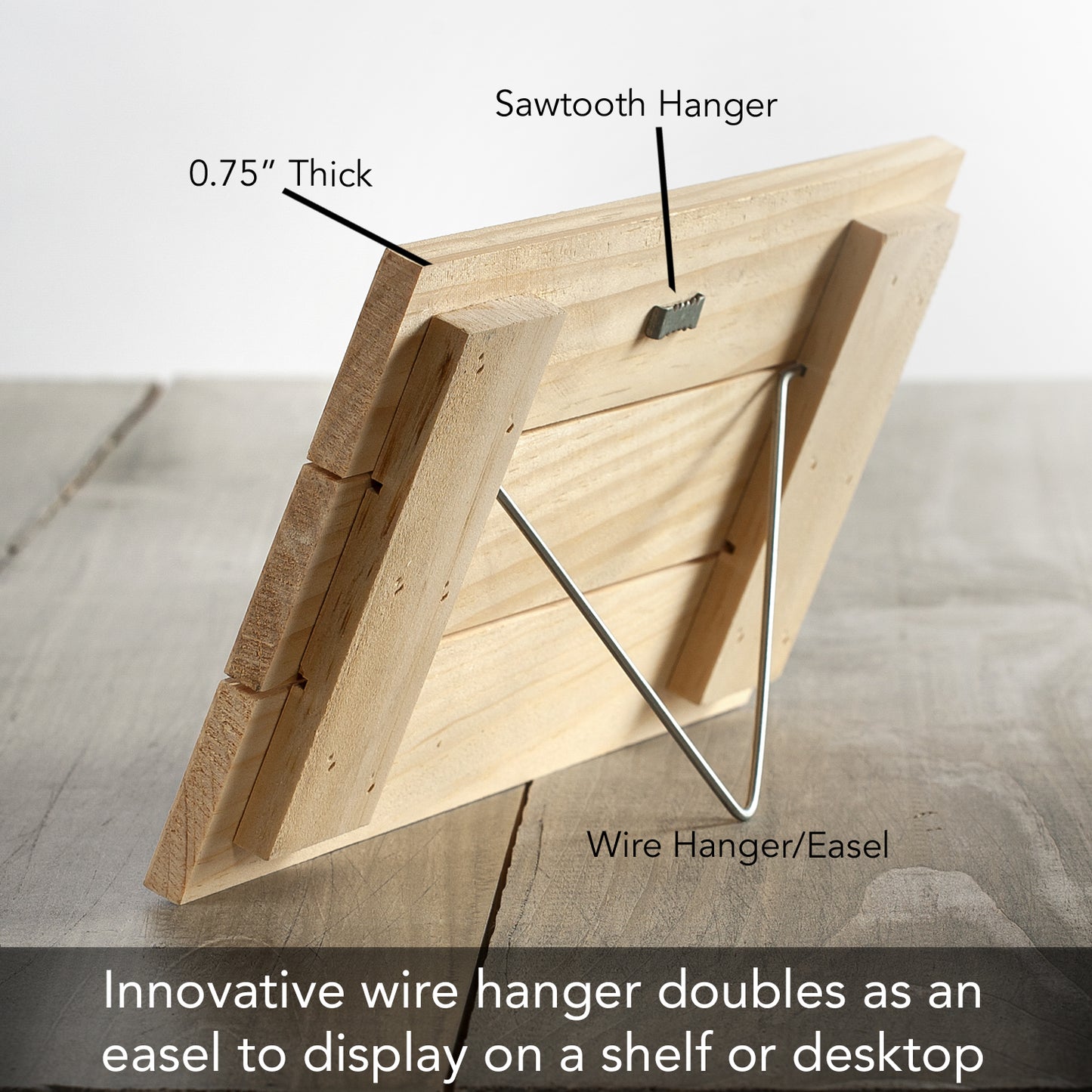 Our Nest Decorative Pallet Wood Sign 12" x 6" Made in the USA Wire Hanger Doubles as an Easel