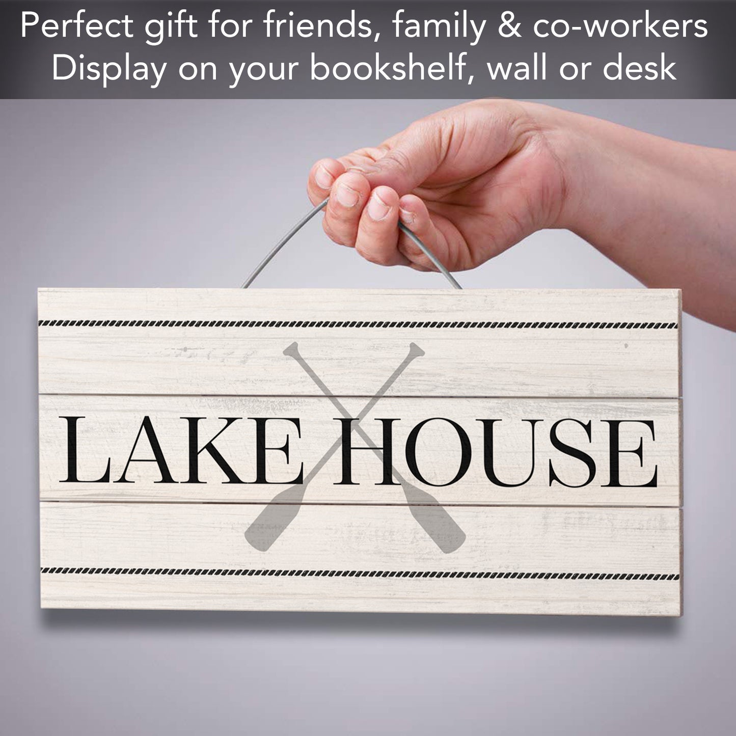 CounterArt Lake House Decorative Slatted Pallet Wood Sign 12" by 6" Made in the USA