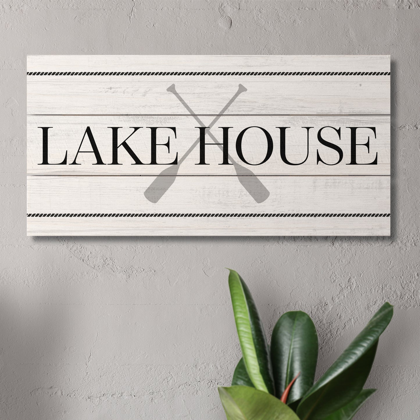 Lake House Decorative Slatted Pallet Wood Sign 12" by 6" Made in the USA Wire Hanger Doubles as an Easel