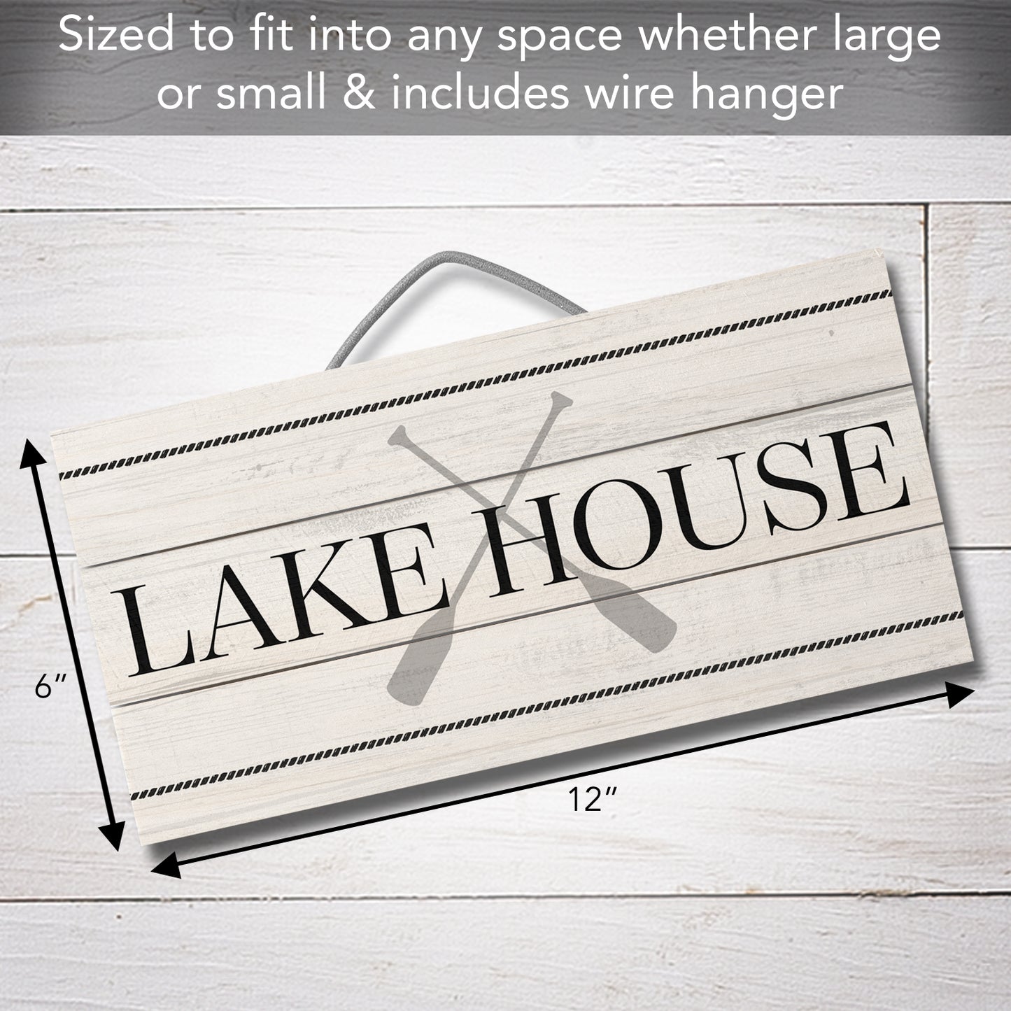CounterArt Lake House Decorative Slatted Pallet Wood Sign 12" by 6" Made in the USA