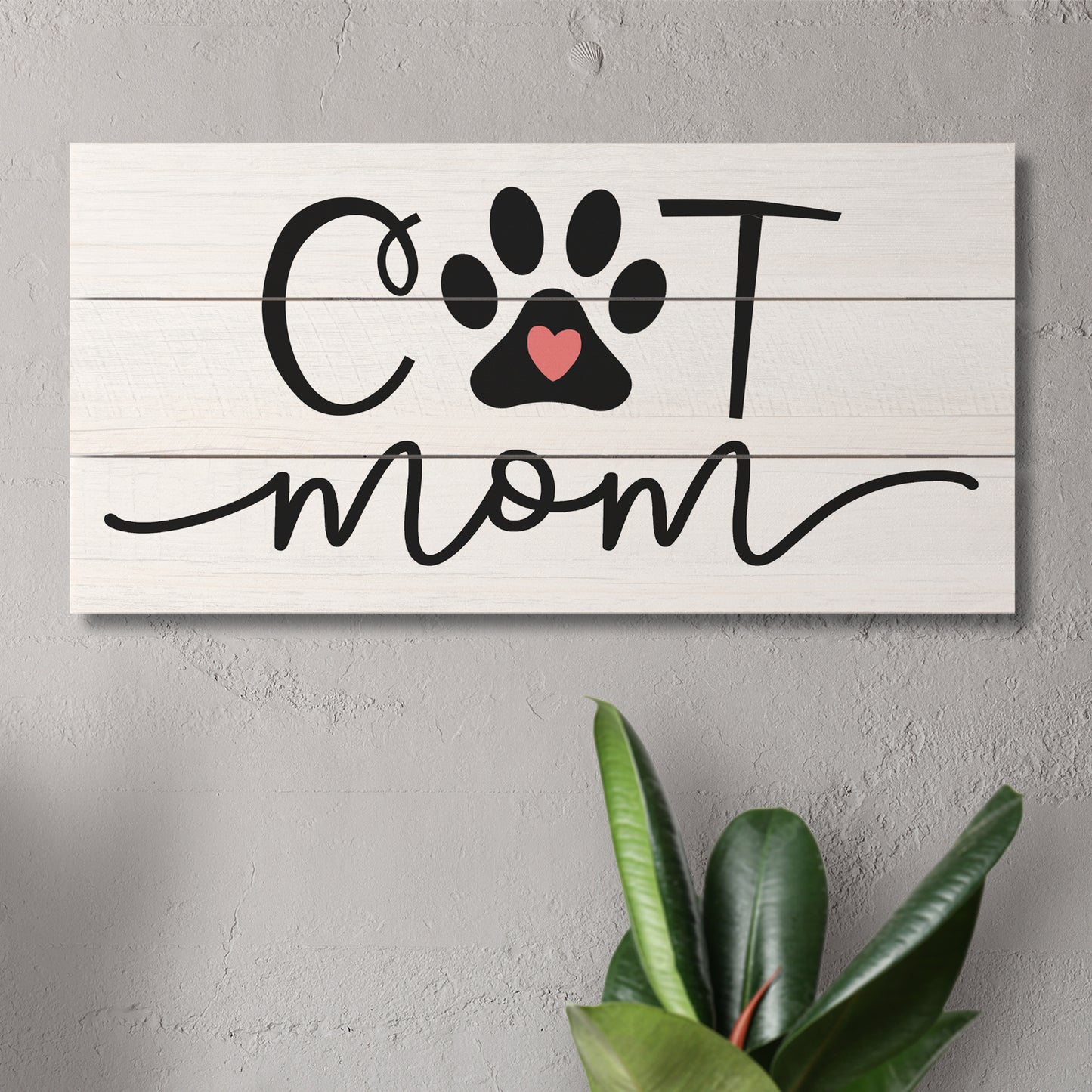 CounterArt Cat Mom Decorative Slatted Pallet Wood Sign 12" by 6" Made in the USA