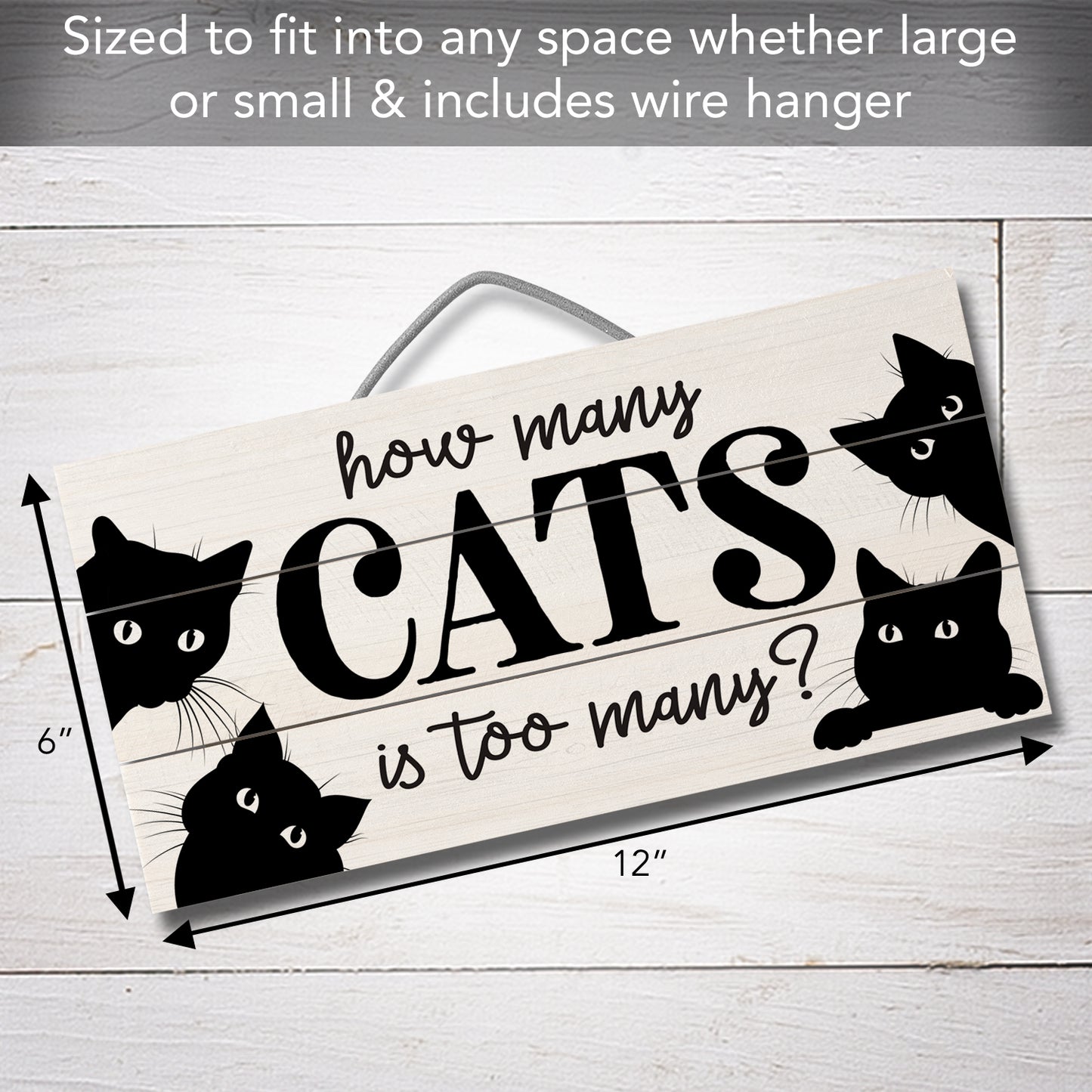 CounterArt How Many Cats Decorative Slatted Pallet Wood Sign 12" x 6" Made in the USA
