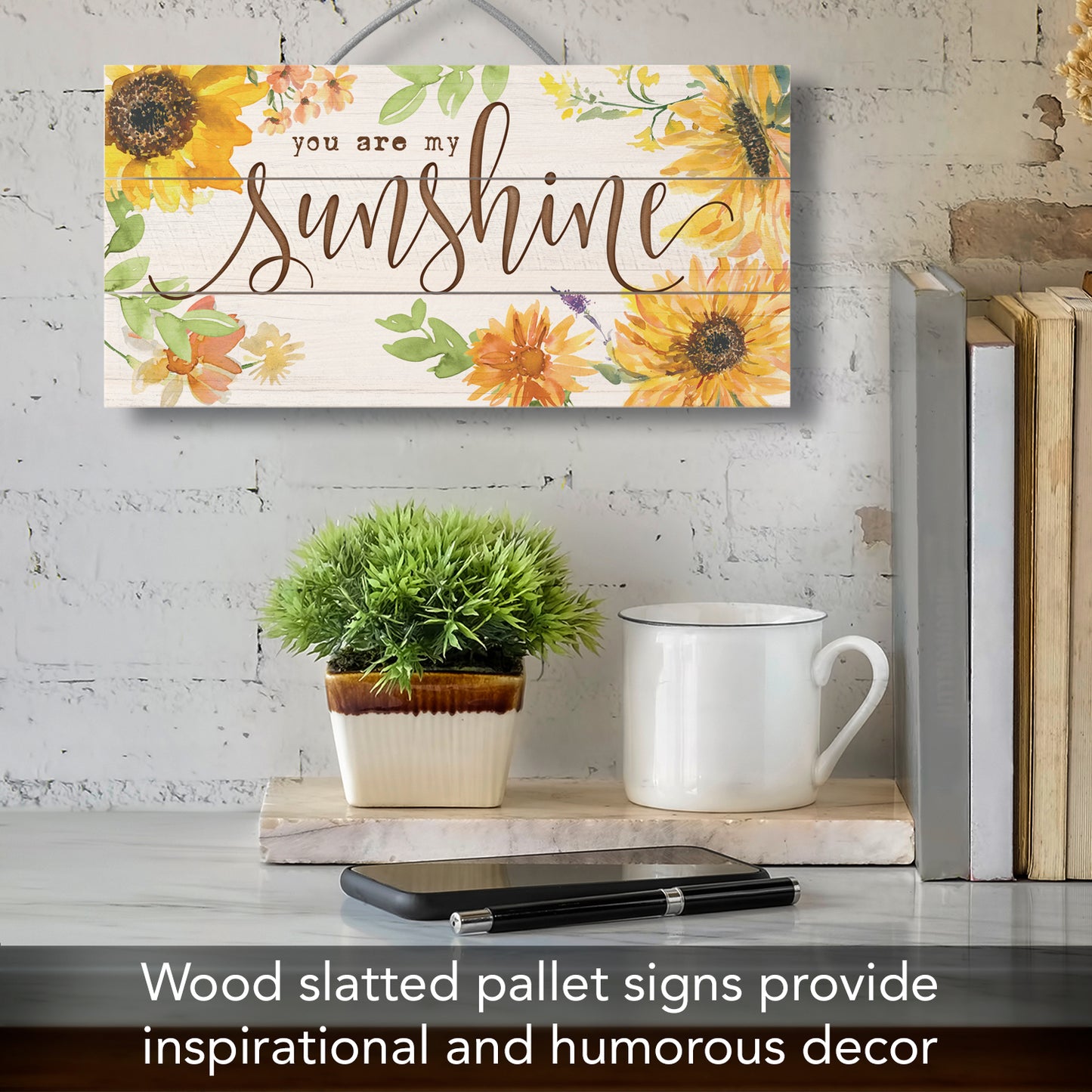 CounterArt You Are My Sunshine Decorative Slatted Pallet Wood Sign 12" by 6" Made in the USA