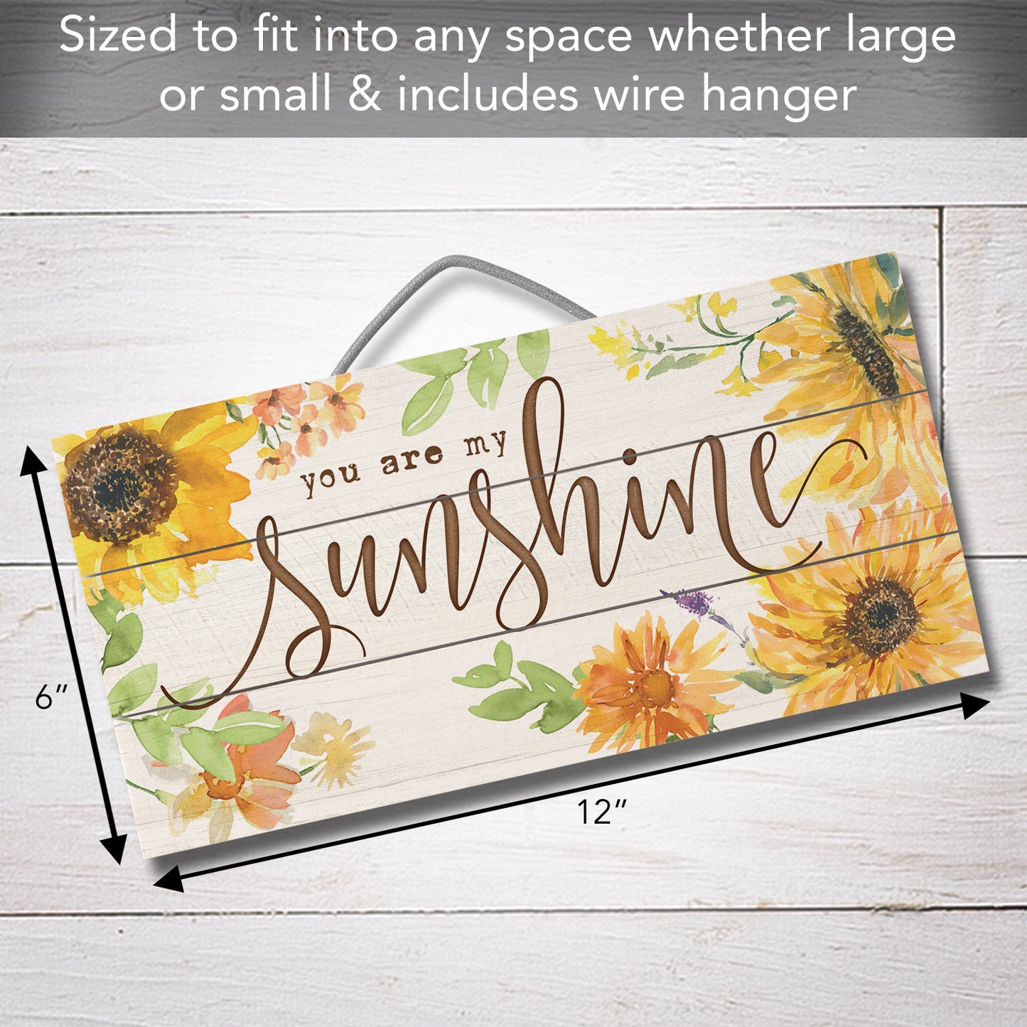 CounterArt You Are My Sunshine Decorative Slatted Pallet Wood Sign 12" by 6" Made in the USA