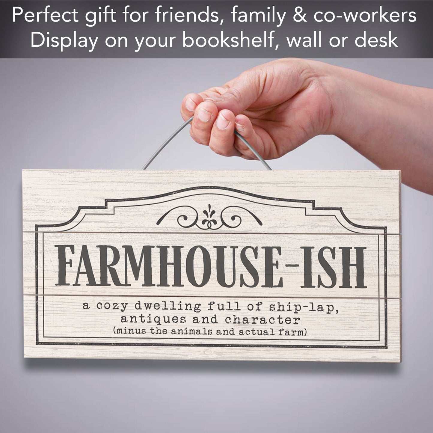 CounterArt "Farmhouse-ish" Decorative Slatted Pallet Wood Sign 12" by 6" Made in the USA