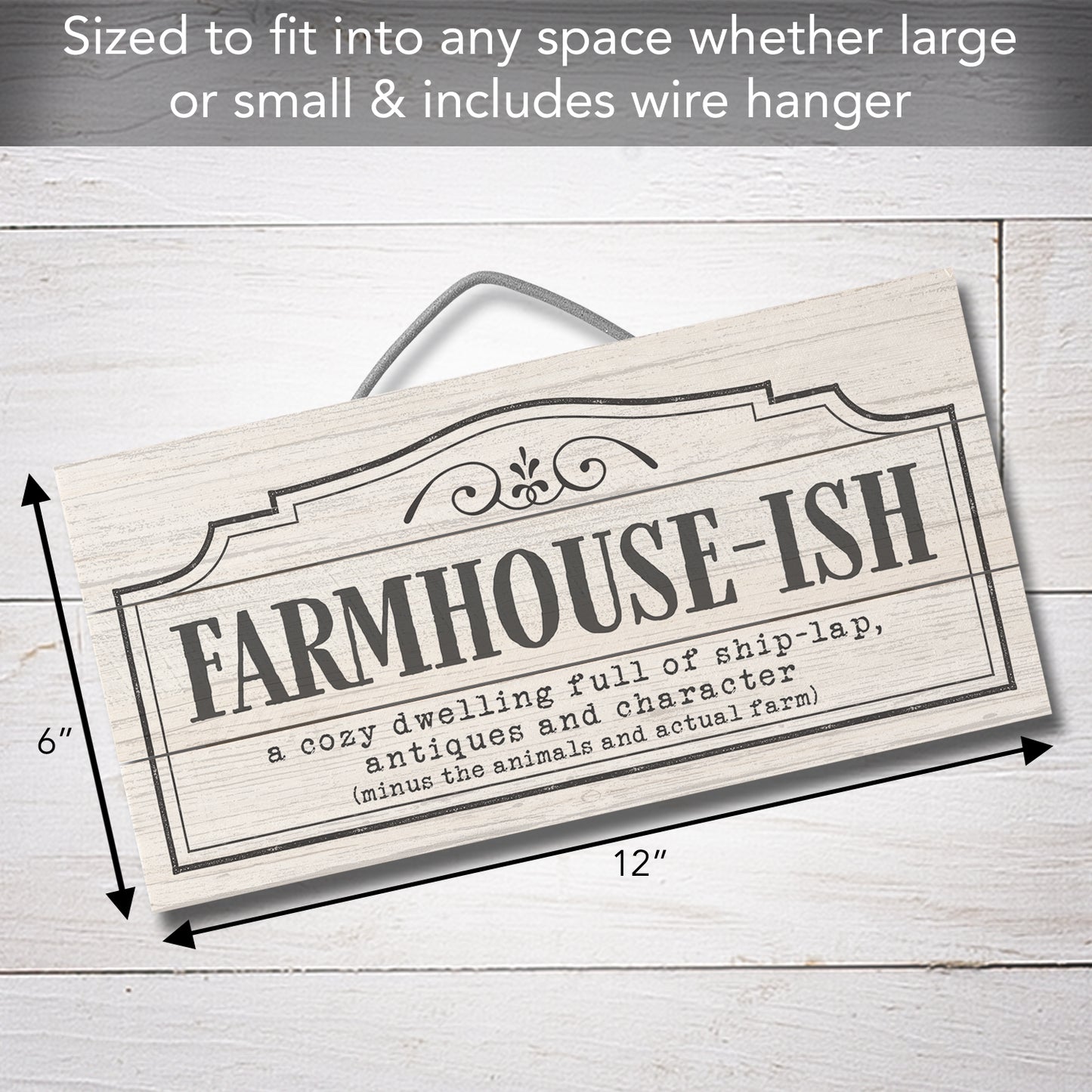 CounterArt "Farmhouse-ish" Decorative Slatted Pallet Wood Sign 12" by 6" Made in the USA