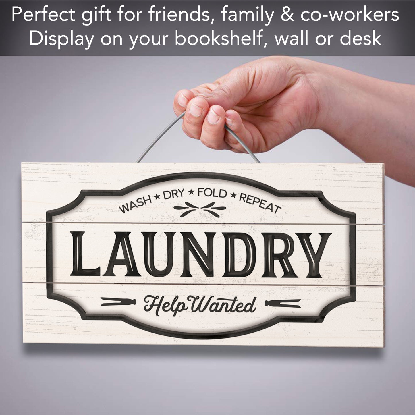 CounterArt Laundry Decorative Slatted Pallet Wood Sign 12" by 6" Made in the USA