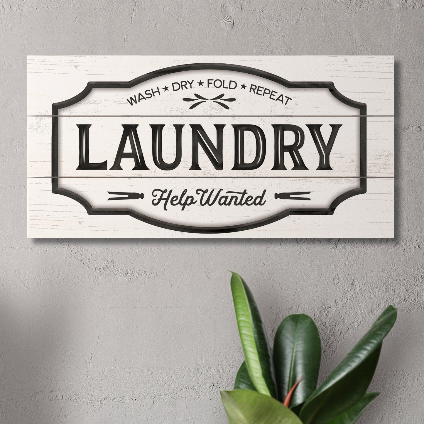 Laundry Decorative Slatted Pallet Wood Sign 12" by 6" Made in the USA Wire Hanger Doubles as an Easel
