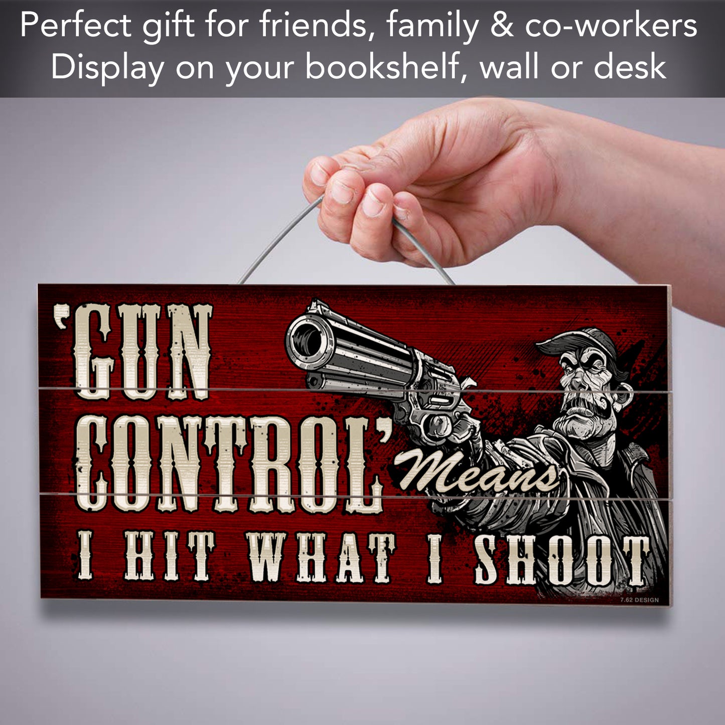 CounterArt Gun Control Decorative Slatted Pallet Wood Sign 12" by 6" Made in the USA