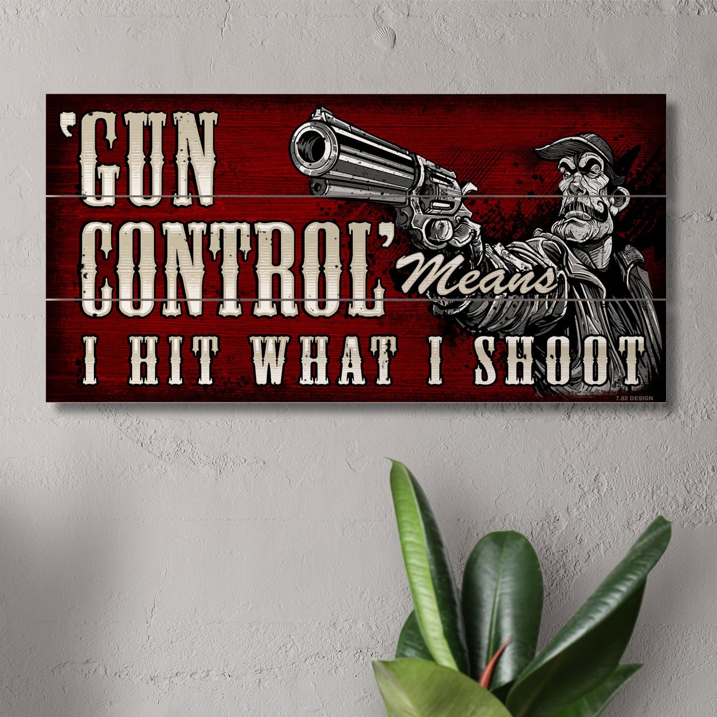CounterArt Gun Control Decorative Slatted Pallet Wood Sign 12" by 6" Made in the USA