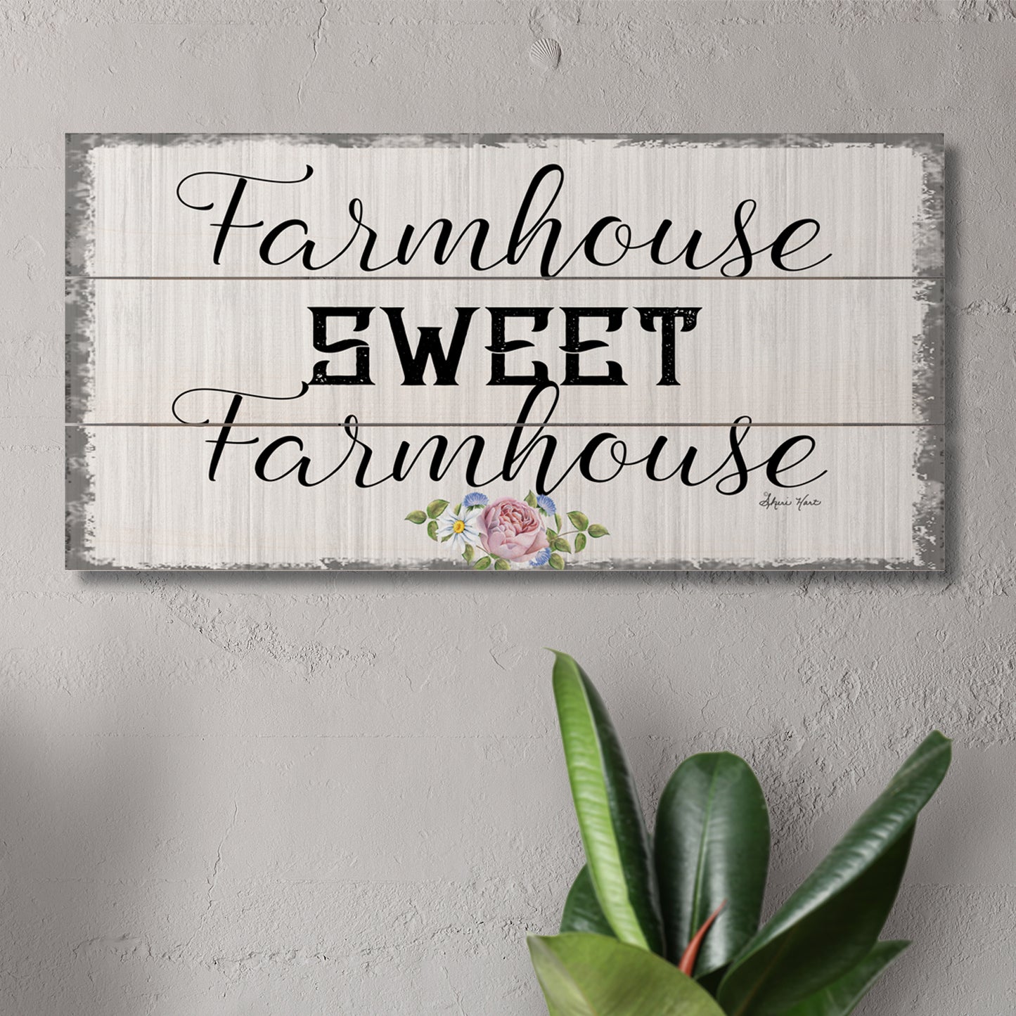 Highland Home Farmhouse Decorative Slatted Pallet Wood Sign 12" by 6" Features Wire Hanger That Doubles As An Easel