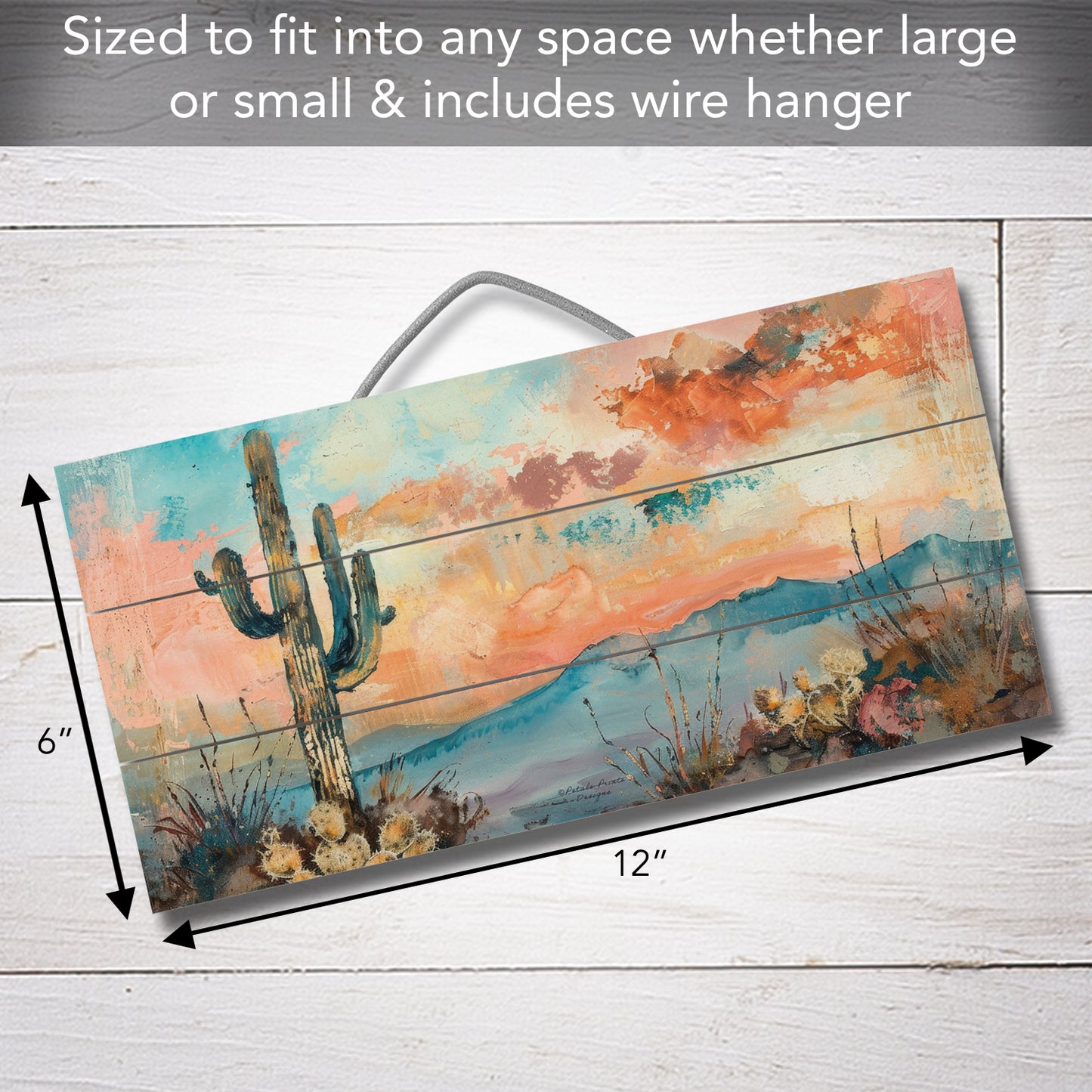 Highland Home Desert Dream Decorative Slatted Pallet Wood Sign 12" by 6" Features Wire Hanger That Doubles As An Easel