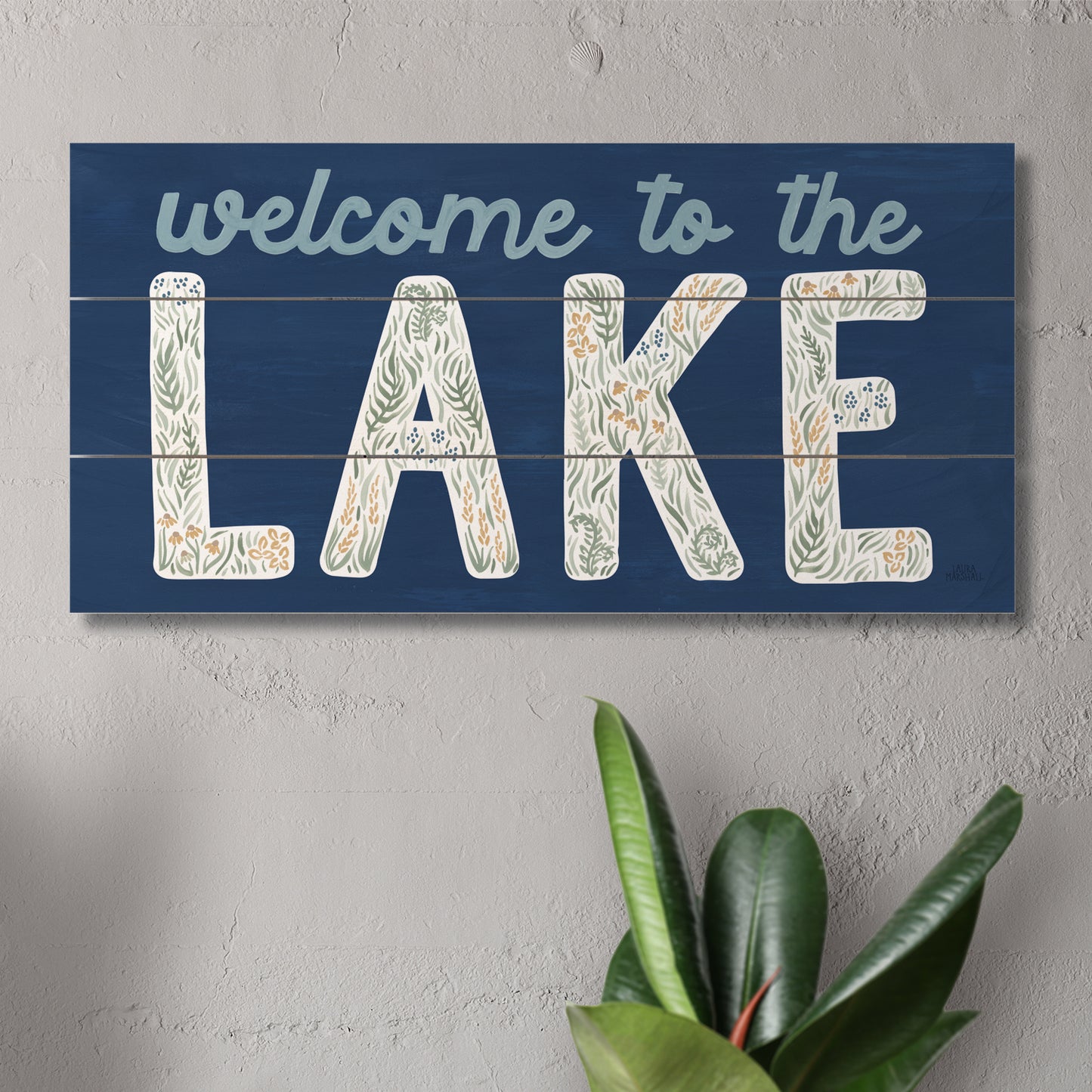 Lakeside Days Decorative Slatted Pallet Wood Sign 12" by 6" Wire Hanger Doubles as an Easel
