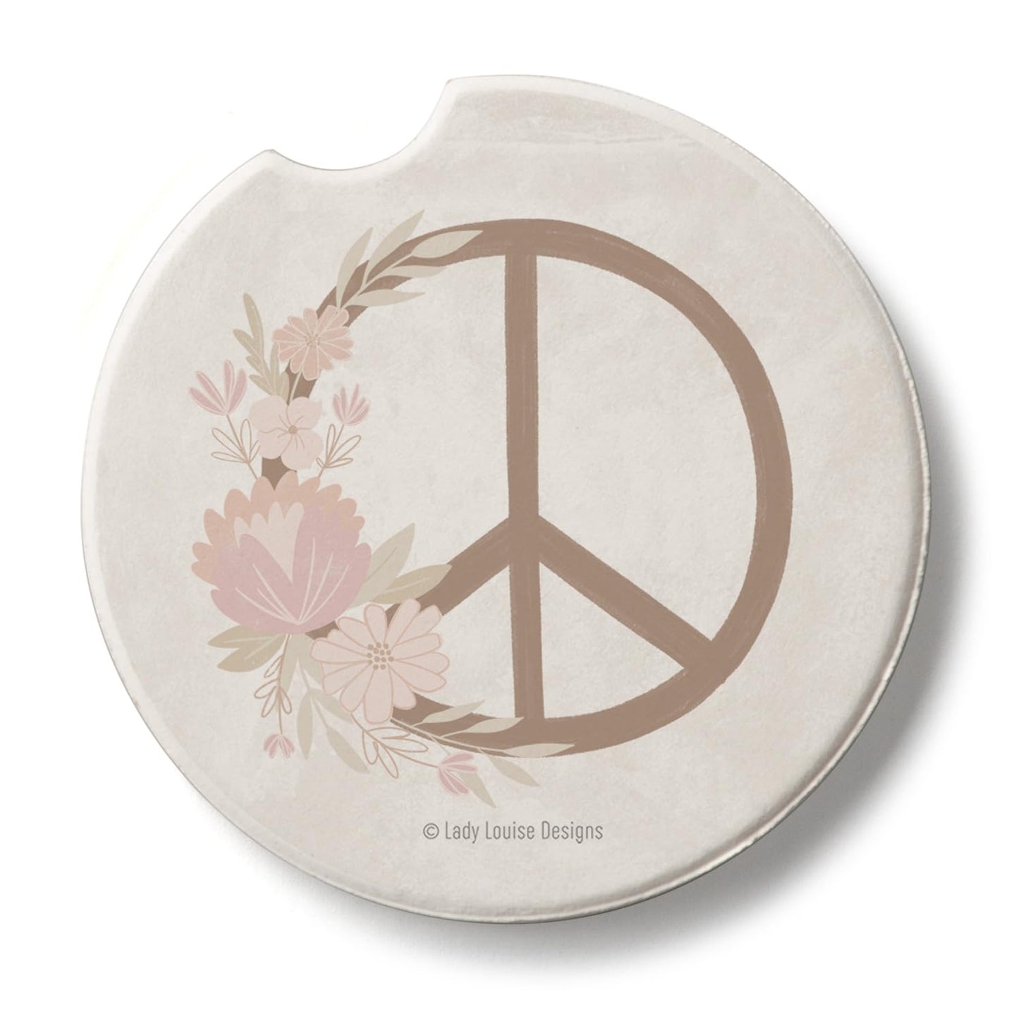 Thirstystone Floral Peace Single Absorbent Stone Car Coaster 2.6” Diameter Manufactured in the USA