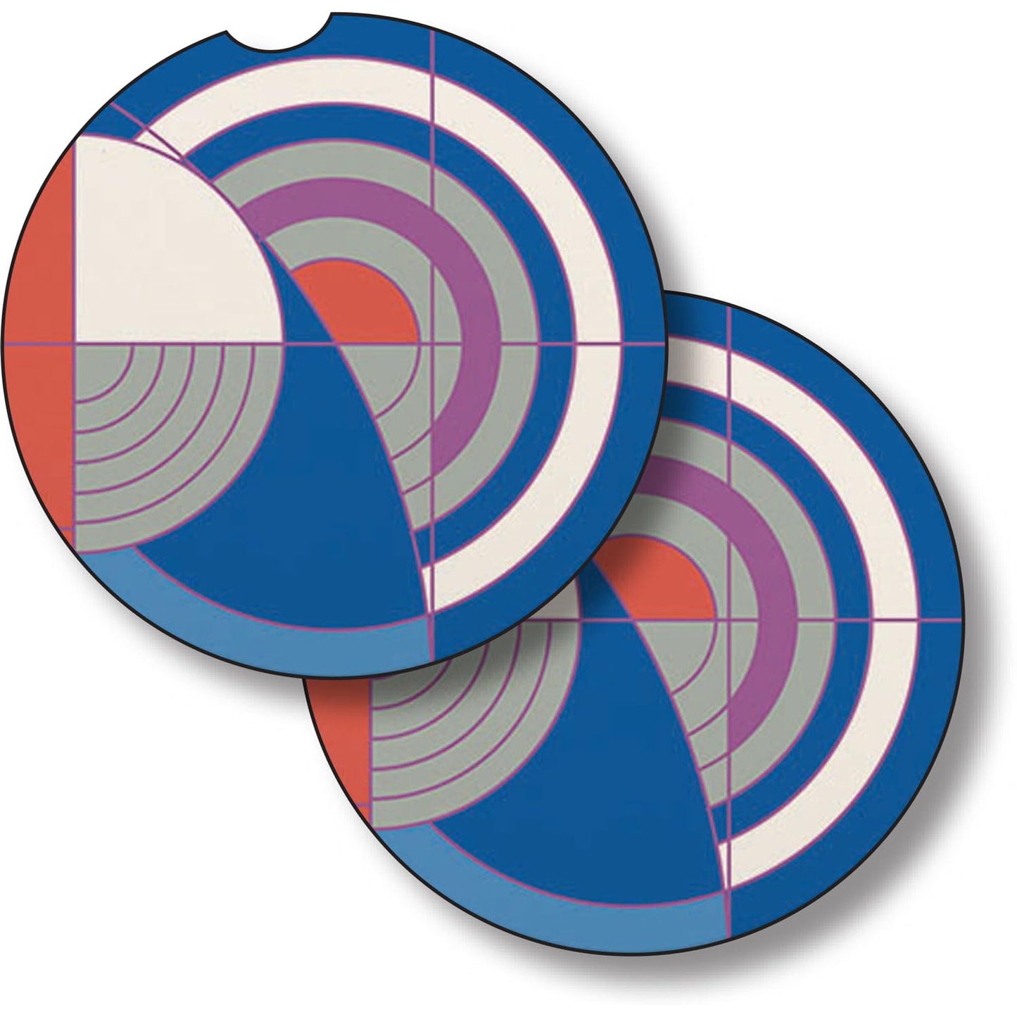 Hoffman Rug Design II by Frank Lloyd Wright 2-Pack Absorbent Stone Car Coasters 2.6” Diameter Manufactured in The USA