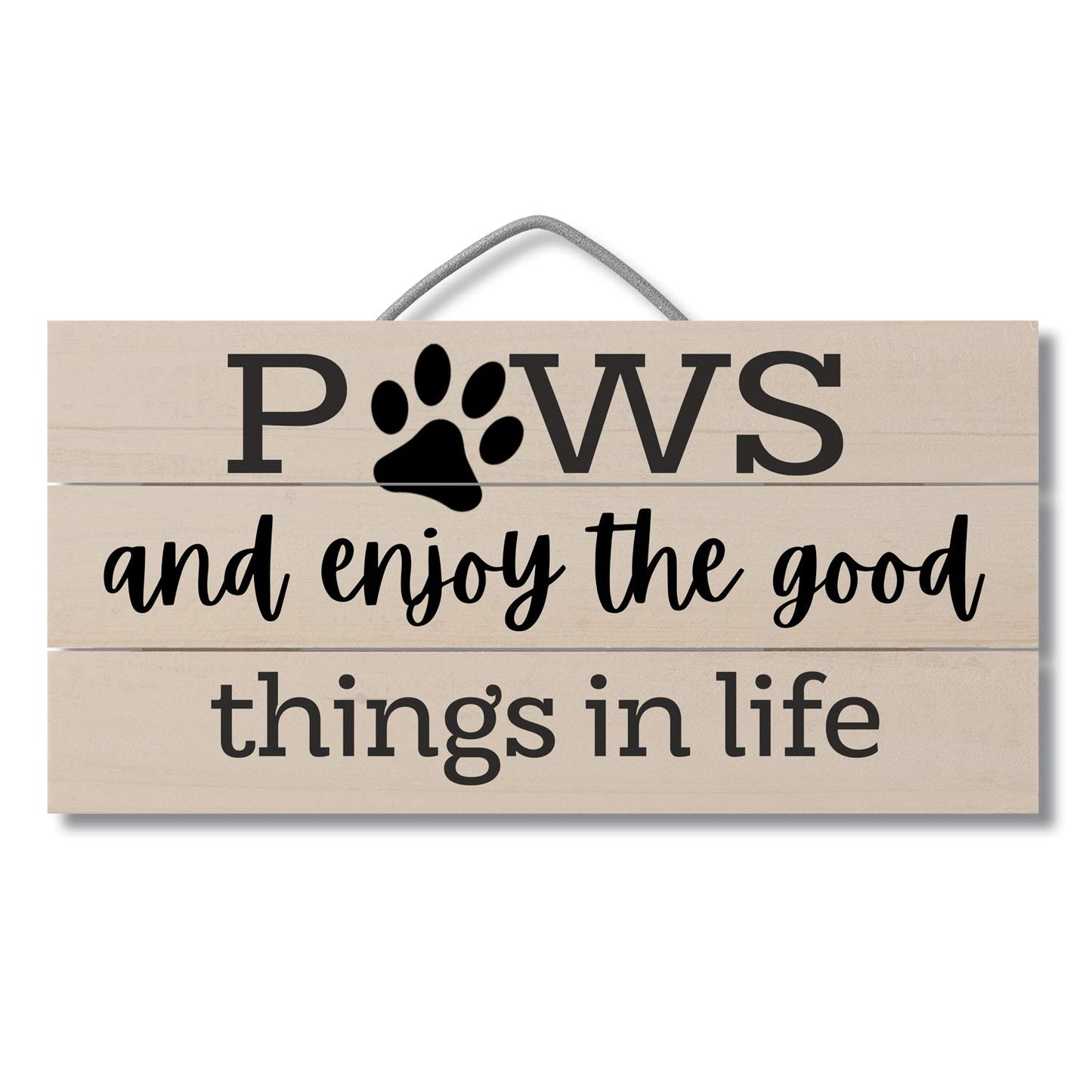 Highland Home Paws and Enjoy Decorative Slatted Pallet Wood Sign 12" x 6" Made in the USA
