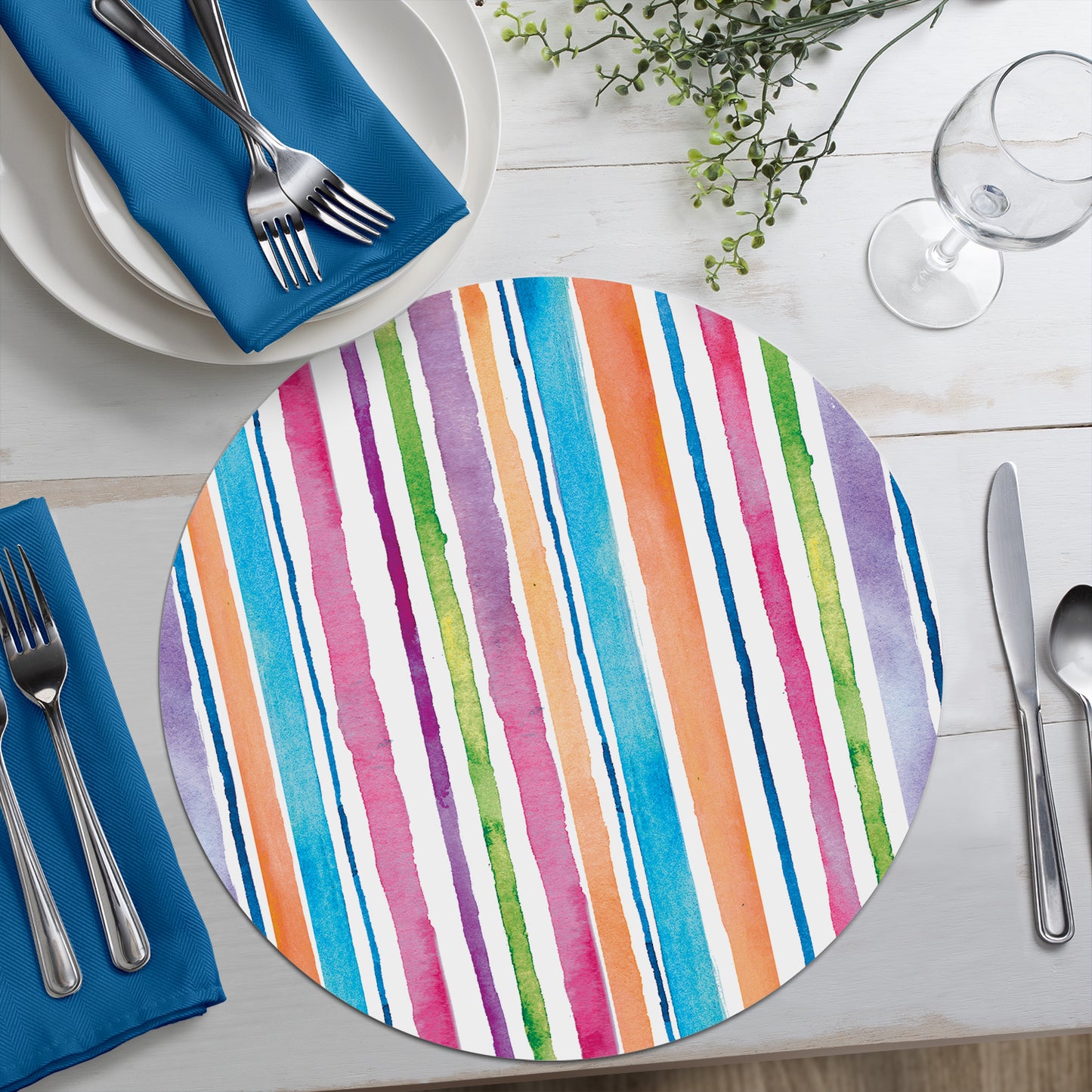 CounterArt Summer Flip Flops 4 Pack Round Reversible Easy Care Flexible Placemats Made in the USA
