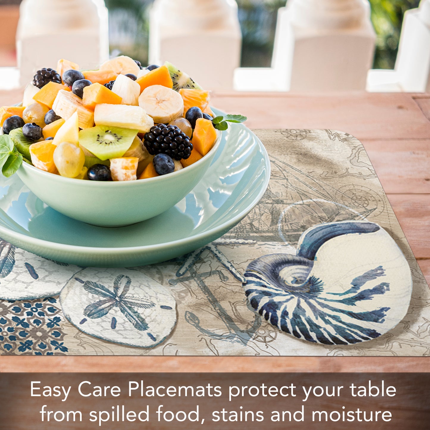 CounterArt Tide Pool Shells 4 Pack Reversible Easy Care Flexible Placemats Made in the USA
