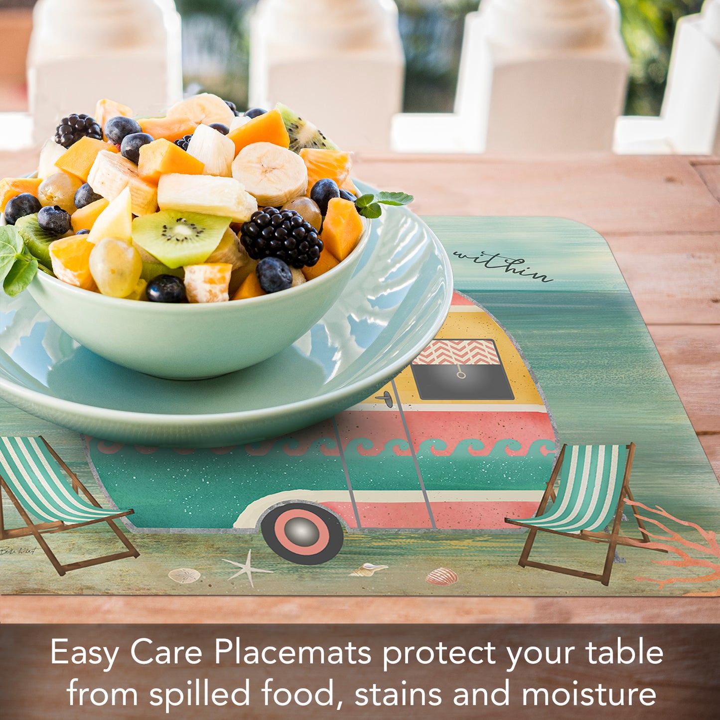 CounterArt Sunset Camper 4 Pack Reversible Easy Care Flexible Placemats Made in the USA
