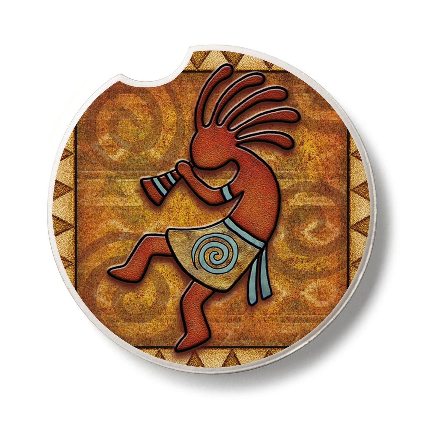 Thirstystone Kokopelli Single Absorbent Stone Coaster for Vehicle Cup Holder 2.6” Diameter Manufactured in The USA