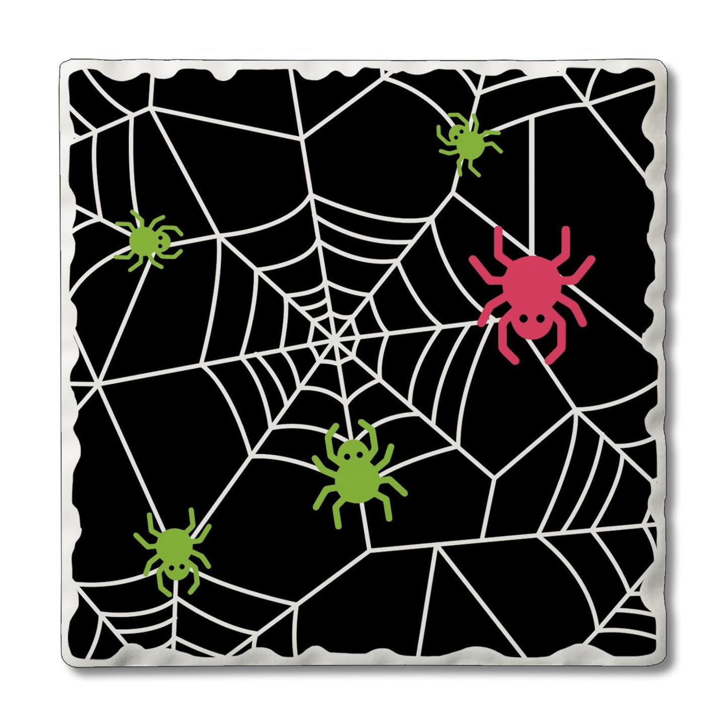 Thirstystone Spider Web Single Tumbled Tile Stone Coaster with Protective Cork Backing Manufactured in The USA 4" Square, Colorful, Artistic, Easily Wipes Clean