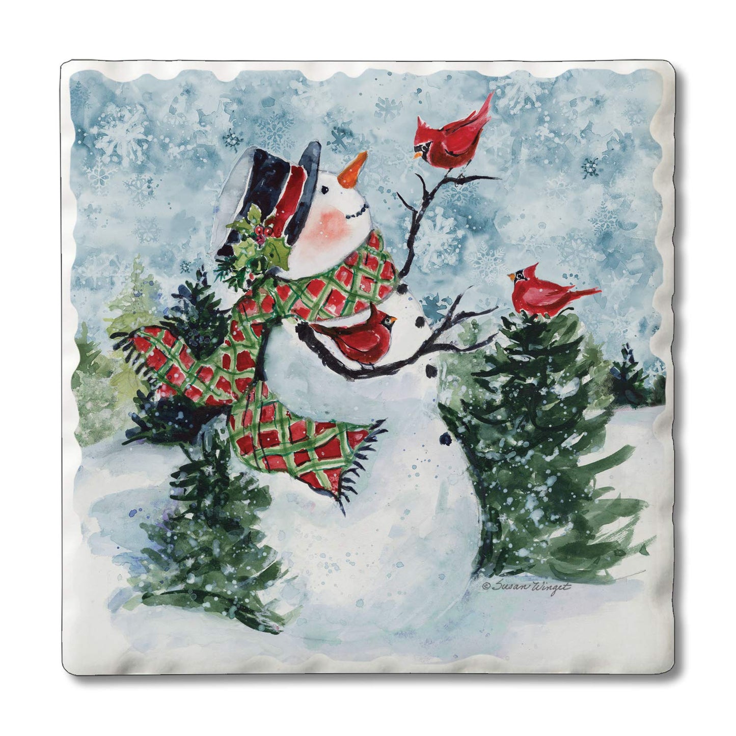 Thirstystone Snowman Perch Single Tumbled Tile Coaster Manufactured in The USA Decorative, Stylish, Craft Your Own Collection