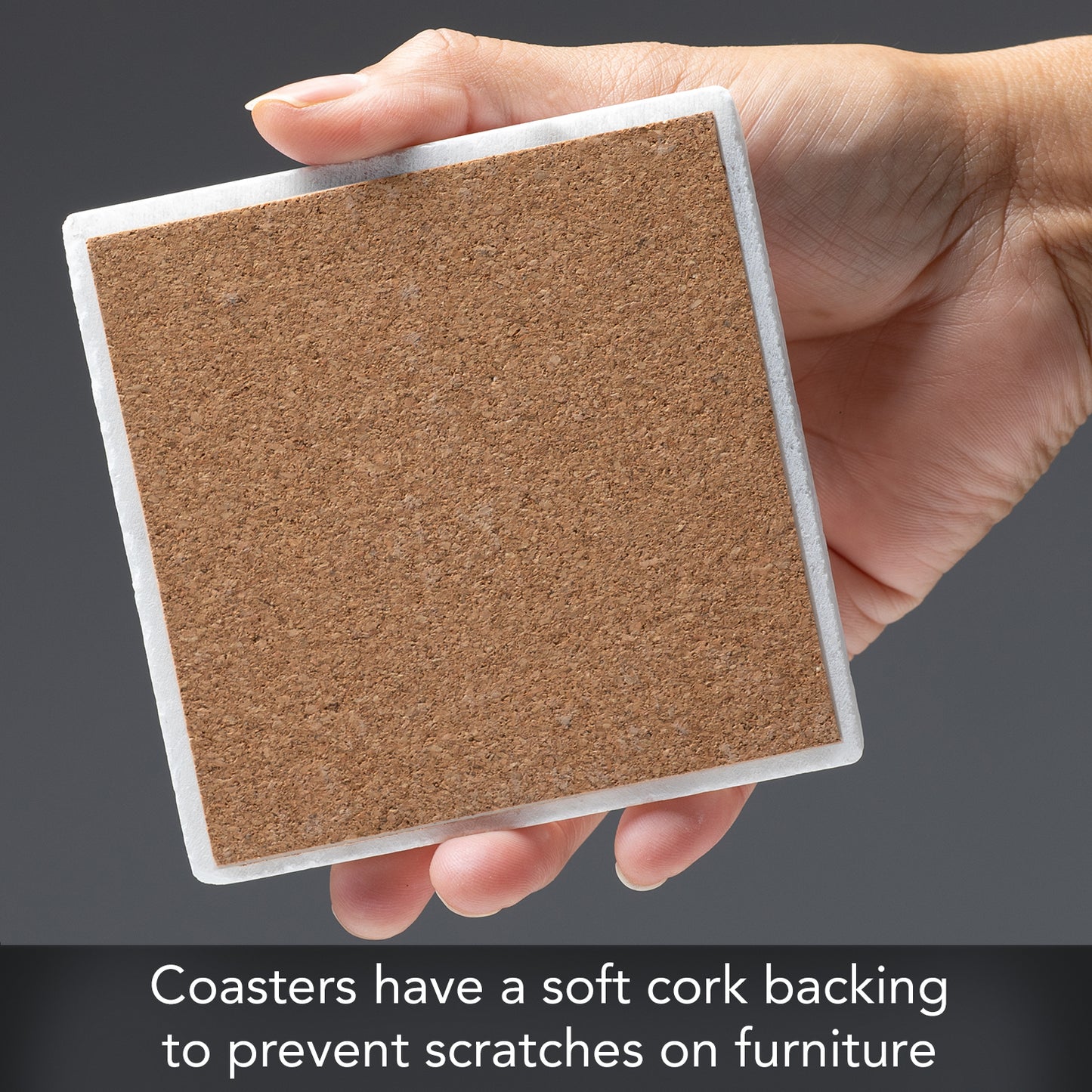 Thirstystone Authentic Natural Marble Stone Cork Backed Coasters 4 Pack Elegant Luxurious Easily Wipes Clean