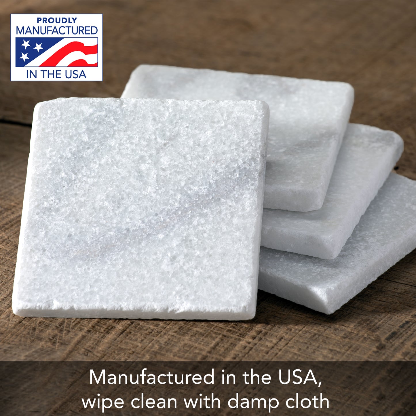 Thirstystone Authentic Natural Marble Stone Cork Backed Coasters 4 Pack Elegant Luxurious Easily Wipes Clean