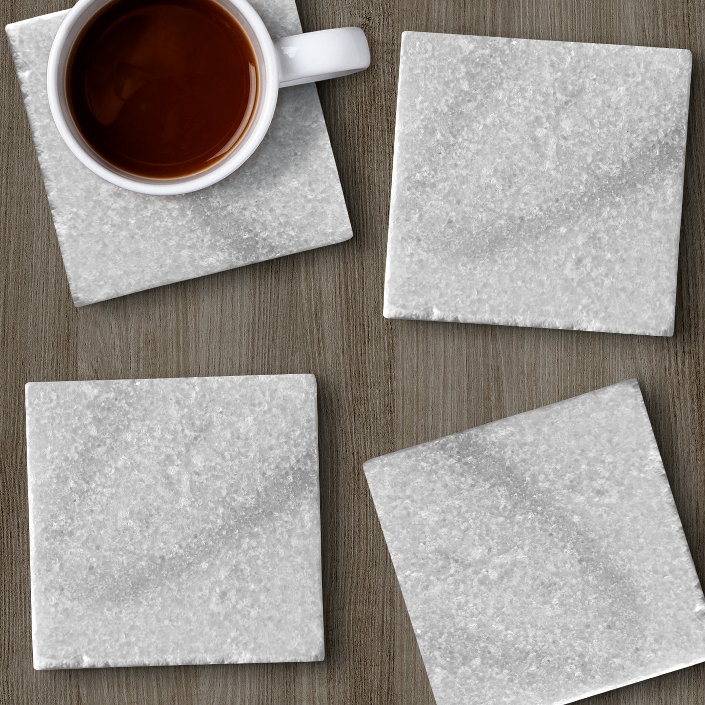 Thirstystone Authentic Natural Marble Stone Cork Backed Coasters 4 Pack Elegant Luxurious Easily Wipes Clean