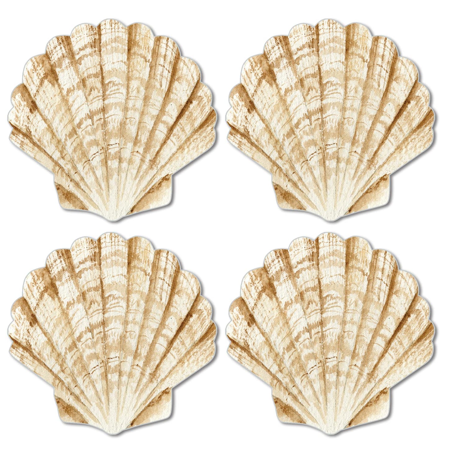 CounterArt 4 Pack Seashell Shaped Reversible Easy Care Placemats Made in the USA