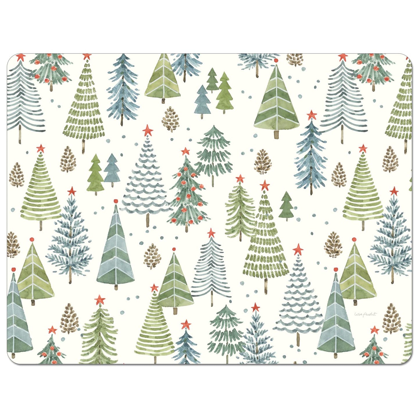 Cut N' Funnel Jolly Trees Designer Flexible Plastic Cutting Board Mat 15" x 11.5", Made in the USA, Decorative, Flexible, Easy to Clean