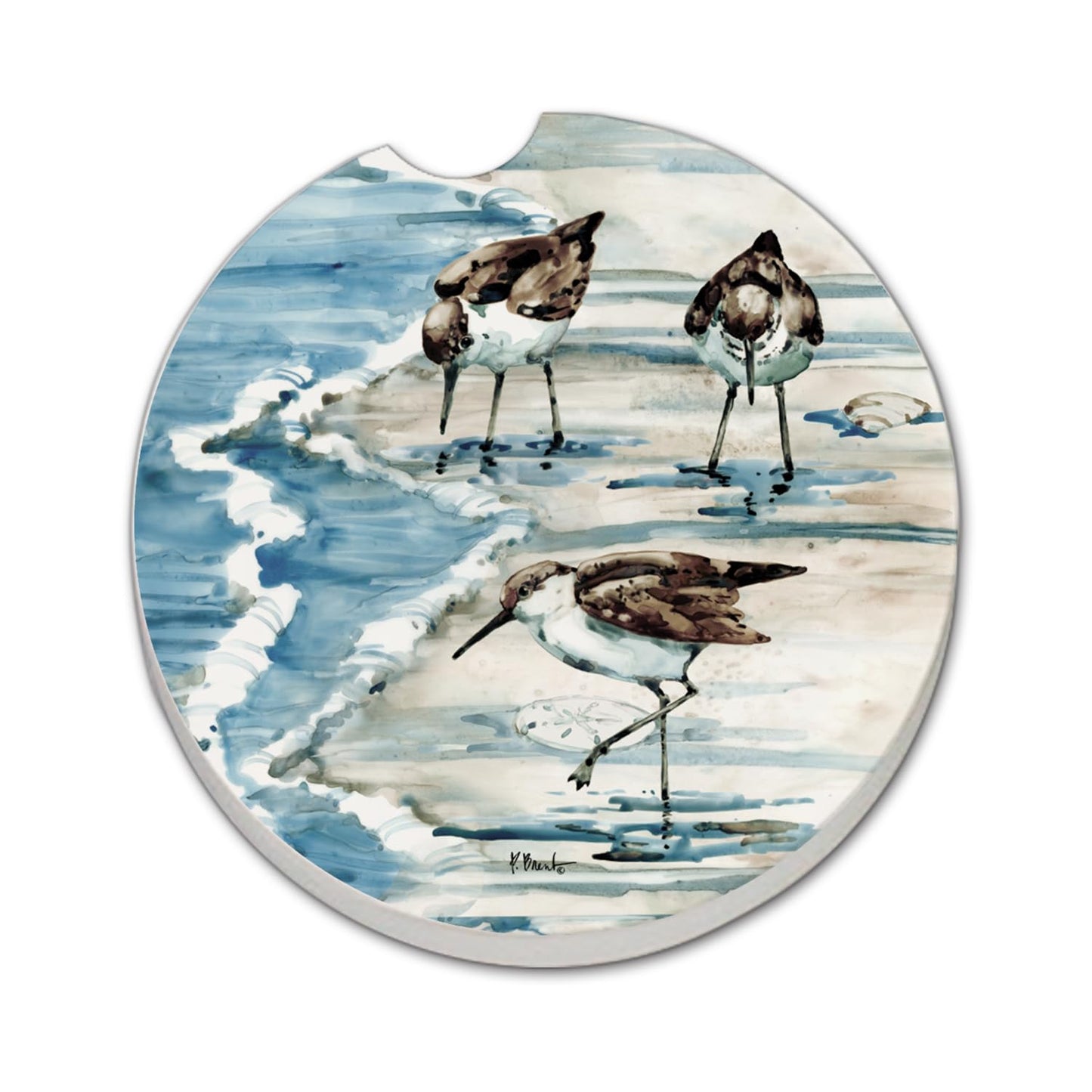 Thirstystone Rockhampton Sandpipers Single Absorbent Stone Coaster for Vehicle Cup Holder 2.6” Diameter Manufactured in The USA